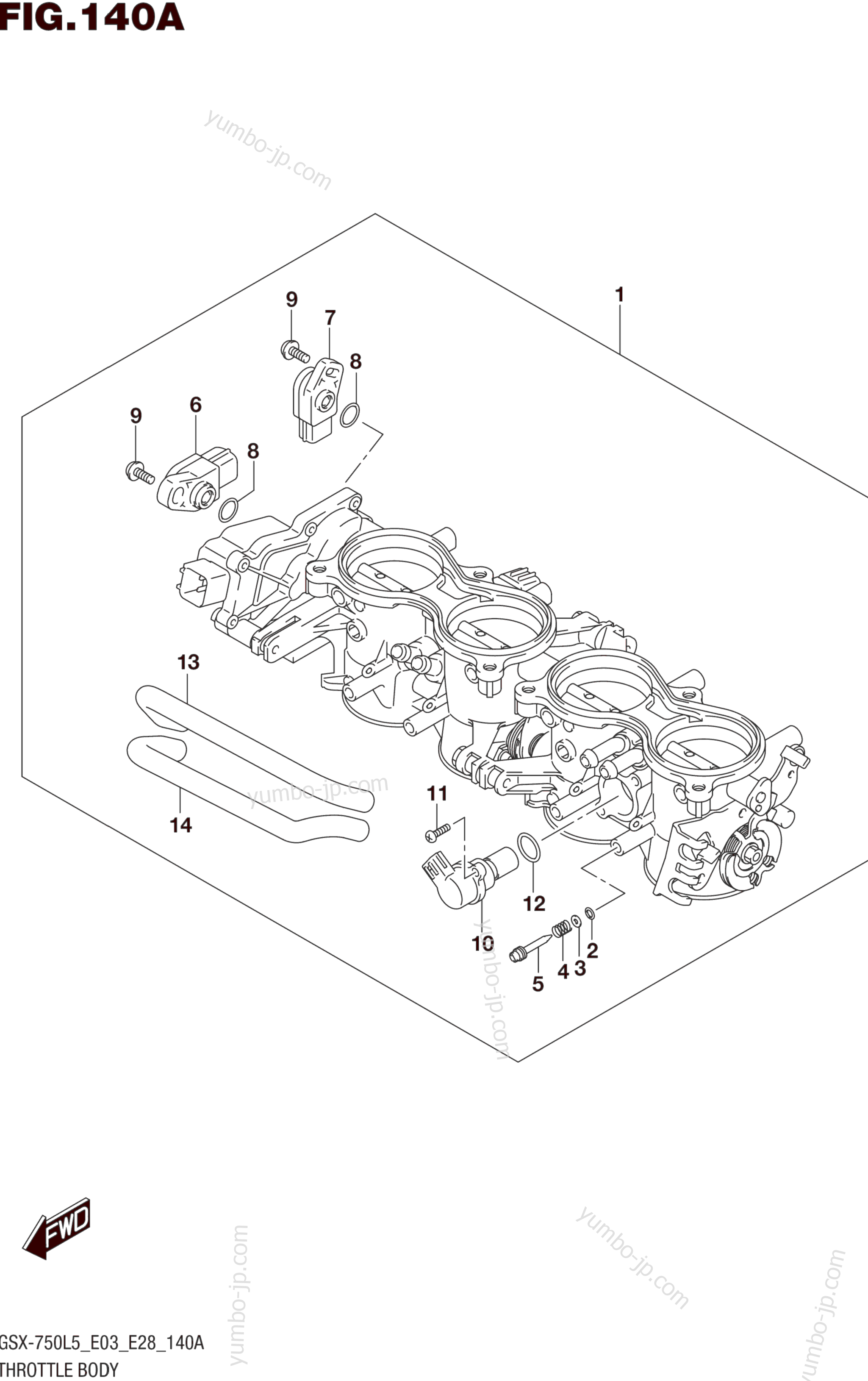 THROTTLE BODY (GSX-R750L5 E03) for motorcycles SUZUKI GSX-R750 2015 year