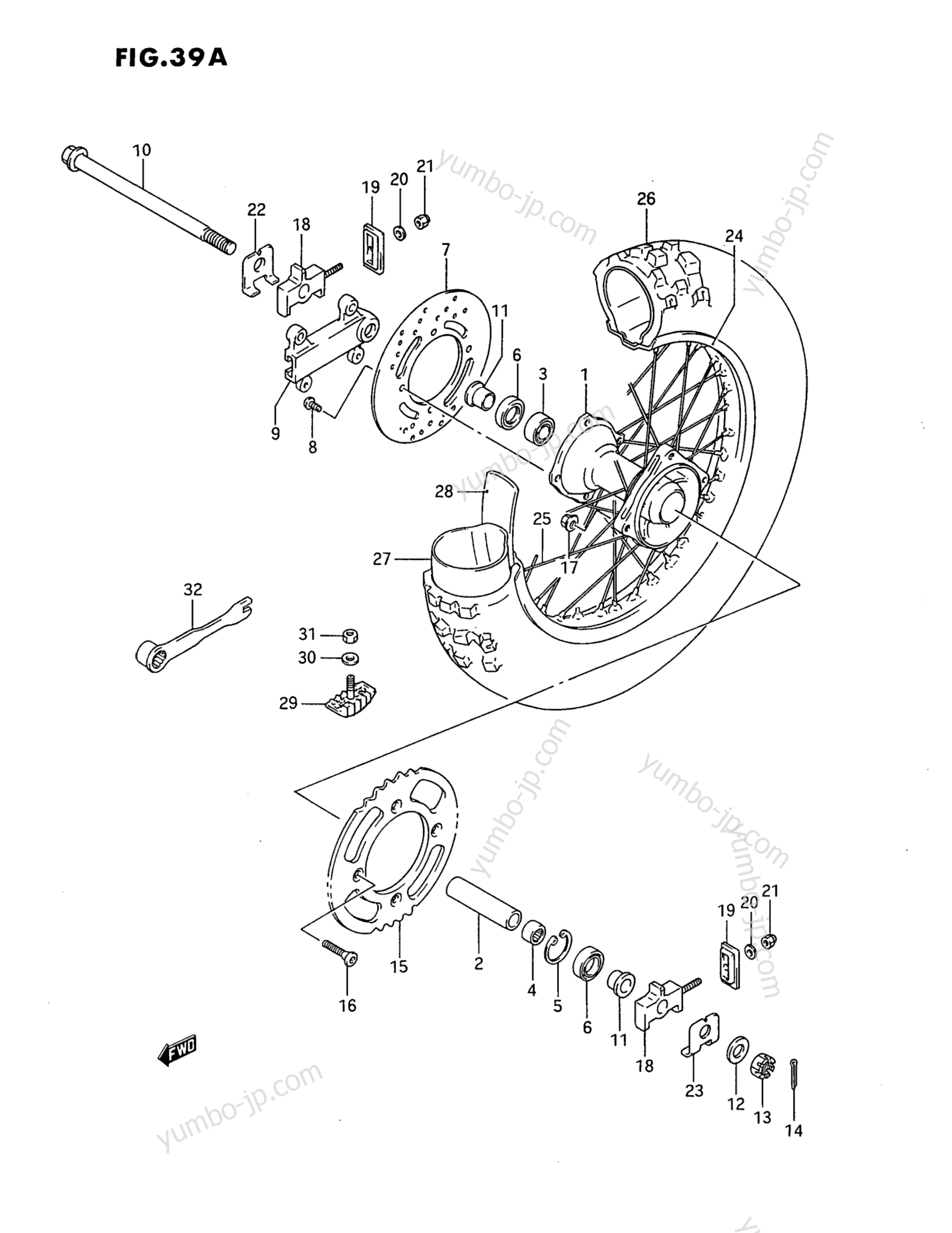 REAR WHEEL (MODEL L/M/N/P/R/S) for motorcycles SUZUKI RM80 1990 year