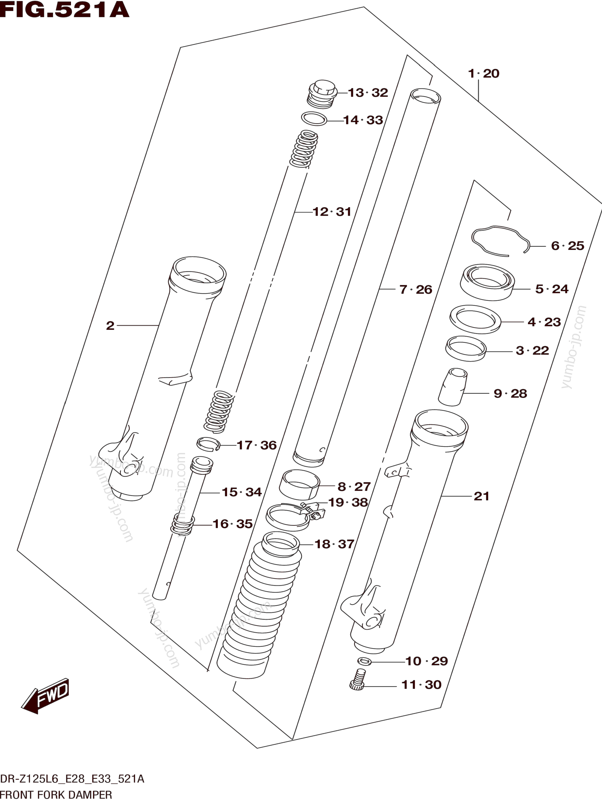 FRONT FORK DAMPER (DR-Z125L6 E28) for motorcycles SUZUKI DR-Z125L 2016 year