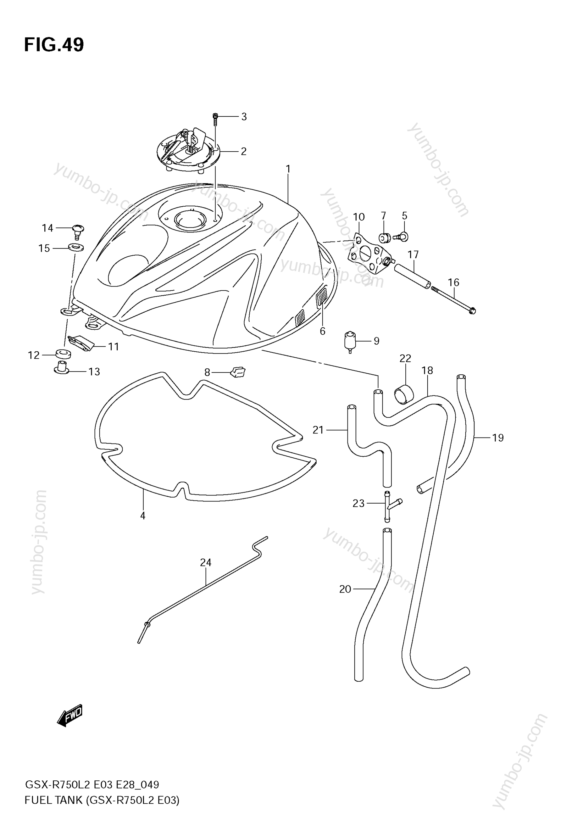 FUEL TANK (GSX-R750 L2 E03) для мотоциклов SUZUKI GSX-R750 2012 г.