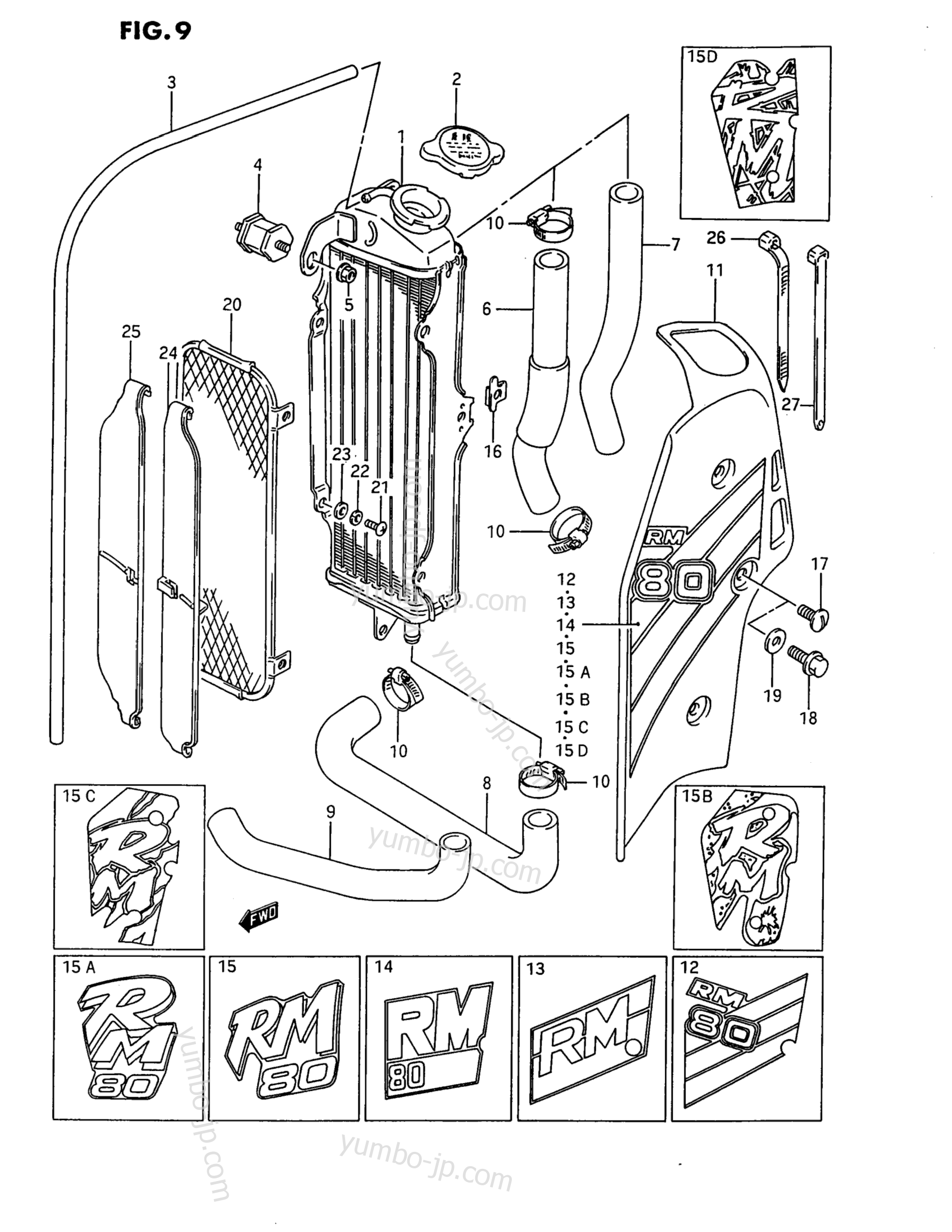 RADIATOR (MODEL G/H/J/K/L/M/N/P) для мотоциклов SUZUKI RM80 1991 г.