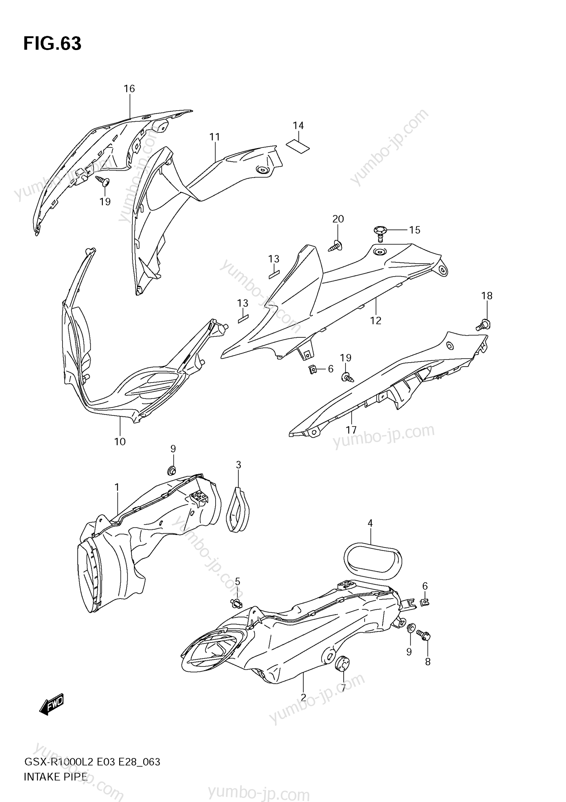 INTAKE PIPE для мотоциклов SUZUKI GSX-R1000 2012 г.