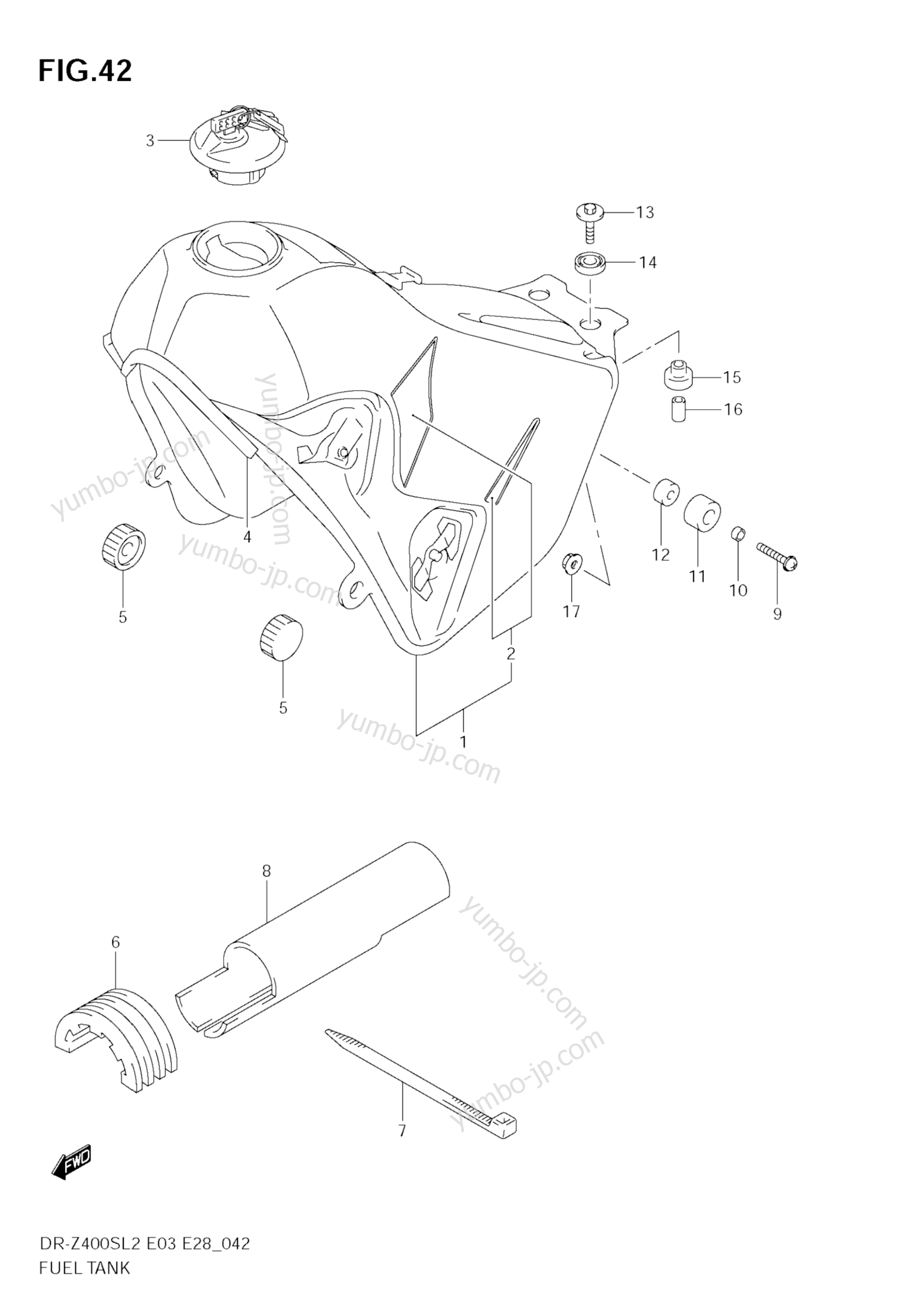 FUEL TANK (E03) for motorcycles SUZUKI DR-Z400S 2012 year