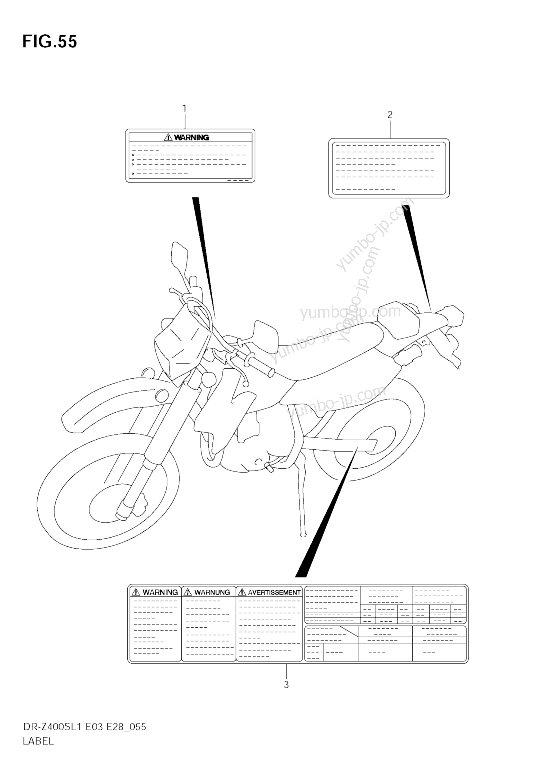 LABEL (DR-Z400SL1 E3) for motorcycles SUZUKI DR-Z400S 2011 year