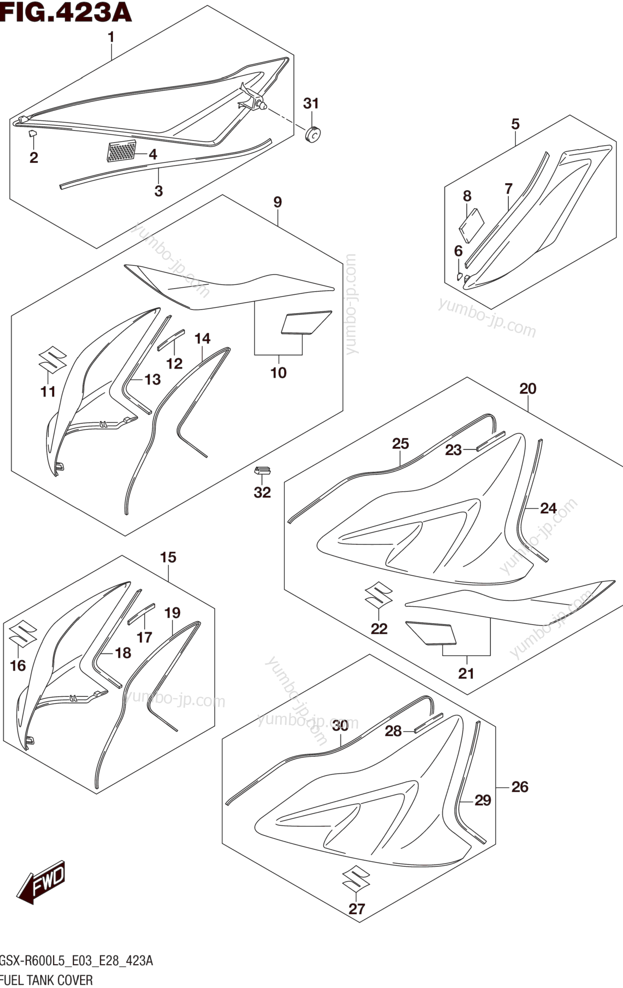 FUEL TANK COVER для мотоциклов SUZUKI GSX-R600 2015 г.