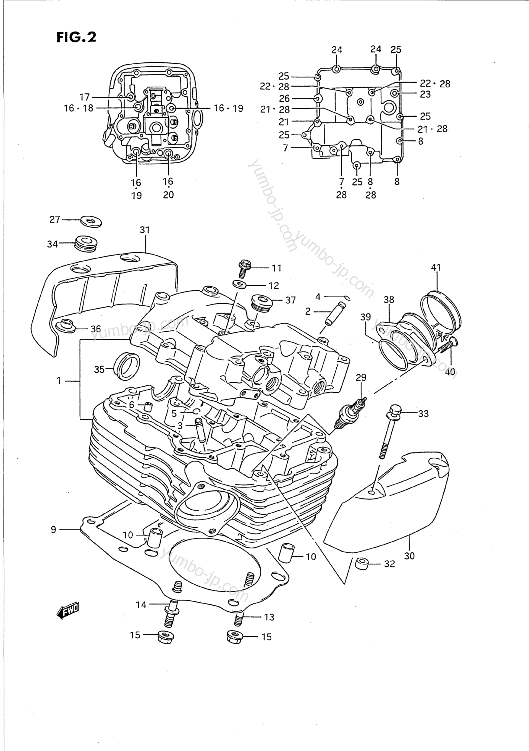 CYLINDER HEAD (REAR) для мотоциклов SUZUKI Intruder (VS1400GLP) 1993 г.