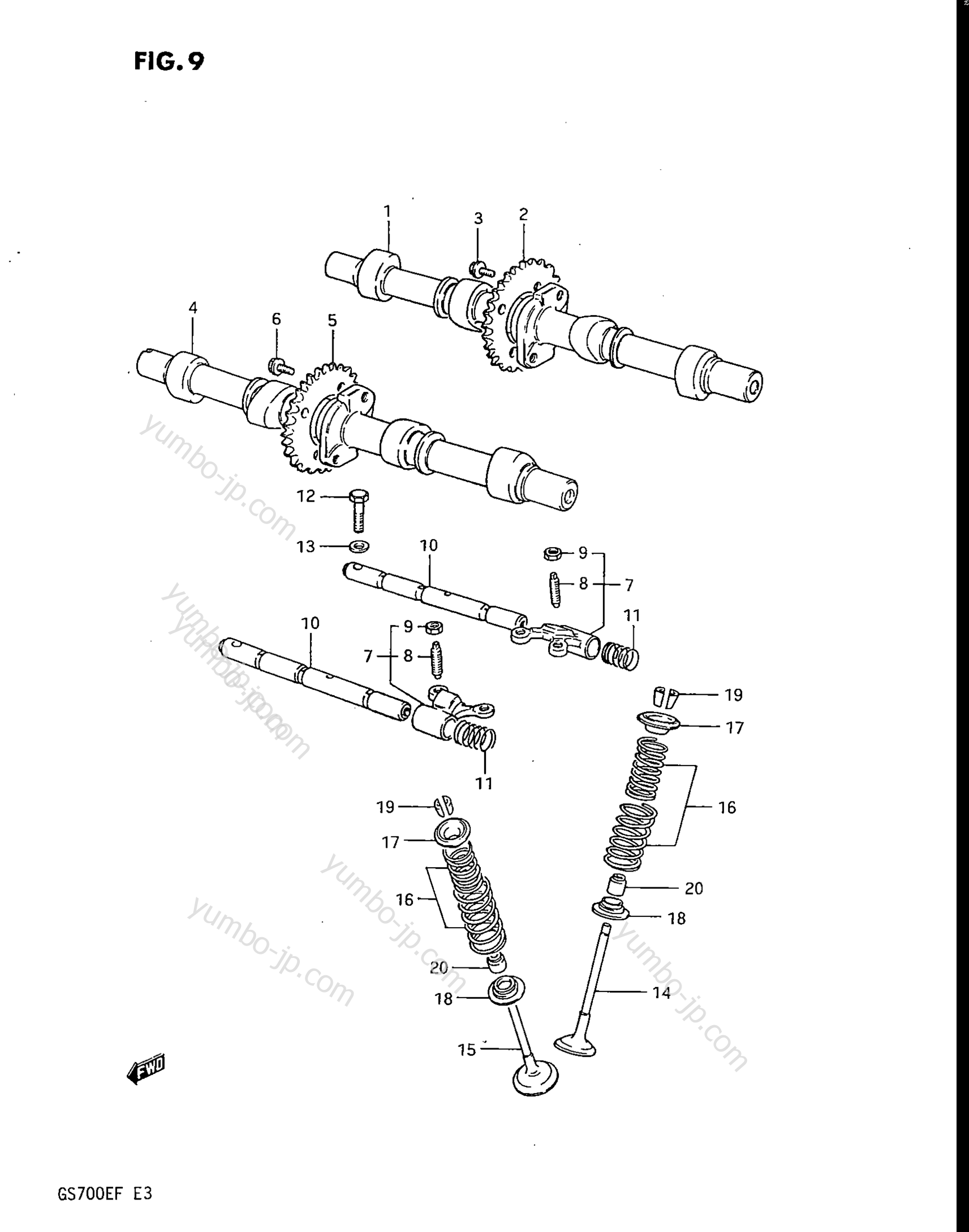 CAM SHAFT - VALVE for motorcycles SUZUKI ES, (GS700E) 1985 year