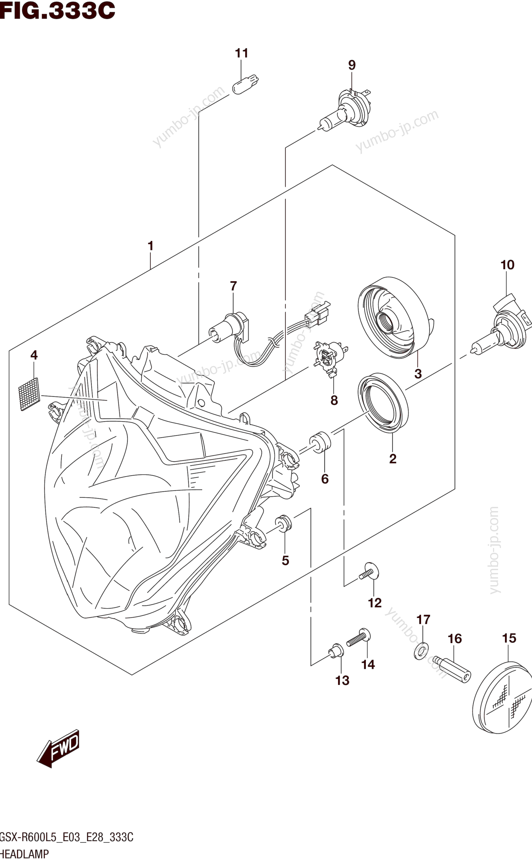 HEADLAMP (GSX-R600L5 E33) for motorcycles SUZUKI GSX-R600 2015 year