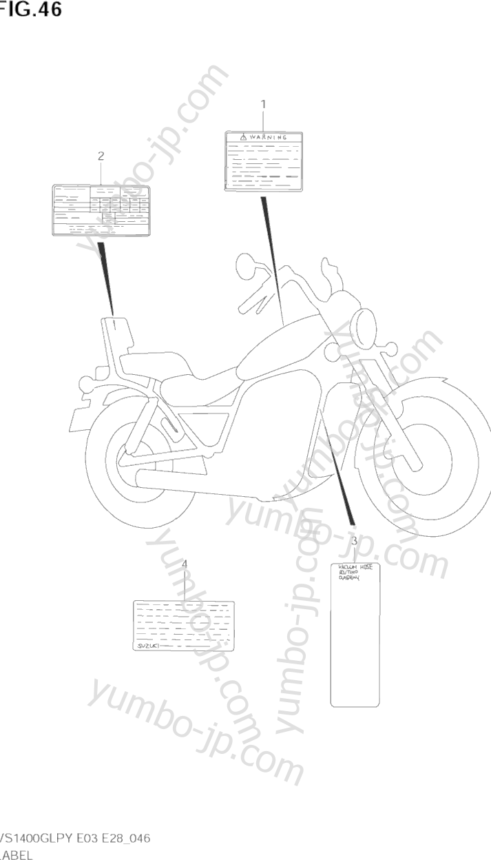 WARNING LABEL (MODEL T/V/W/X) для мотоциклов SUZUKI Intruder (VS1400GLP) 2002 г.