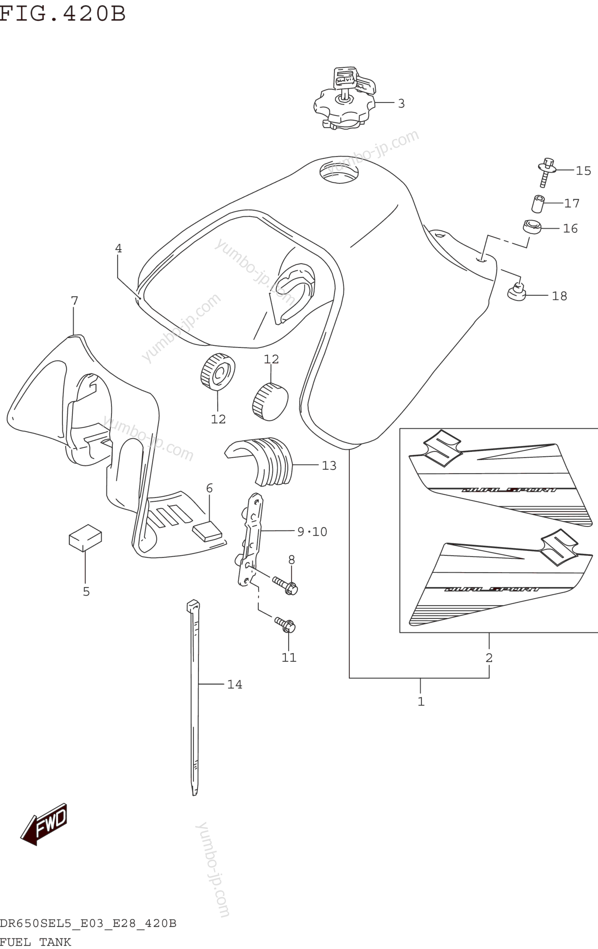 FUEL TANK (DR650SEL5 E28) for motorcycles SUZUKI DR650SE 2015 year