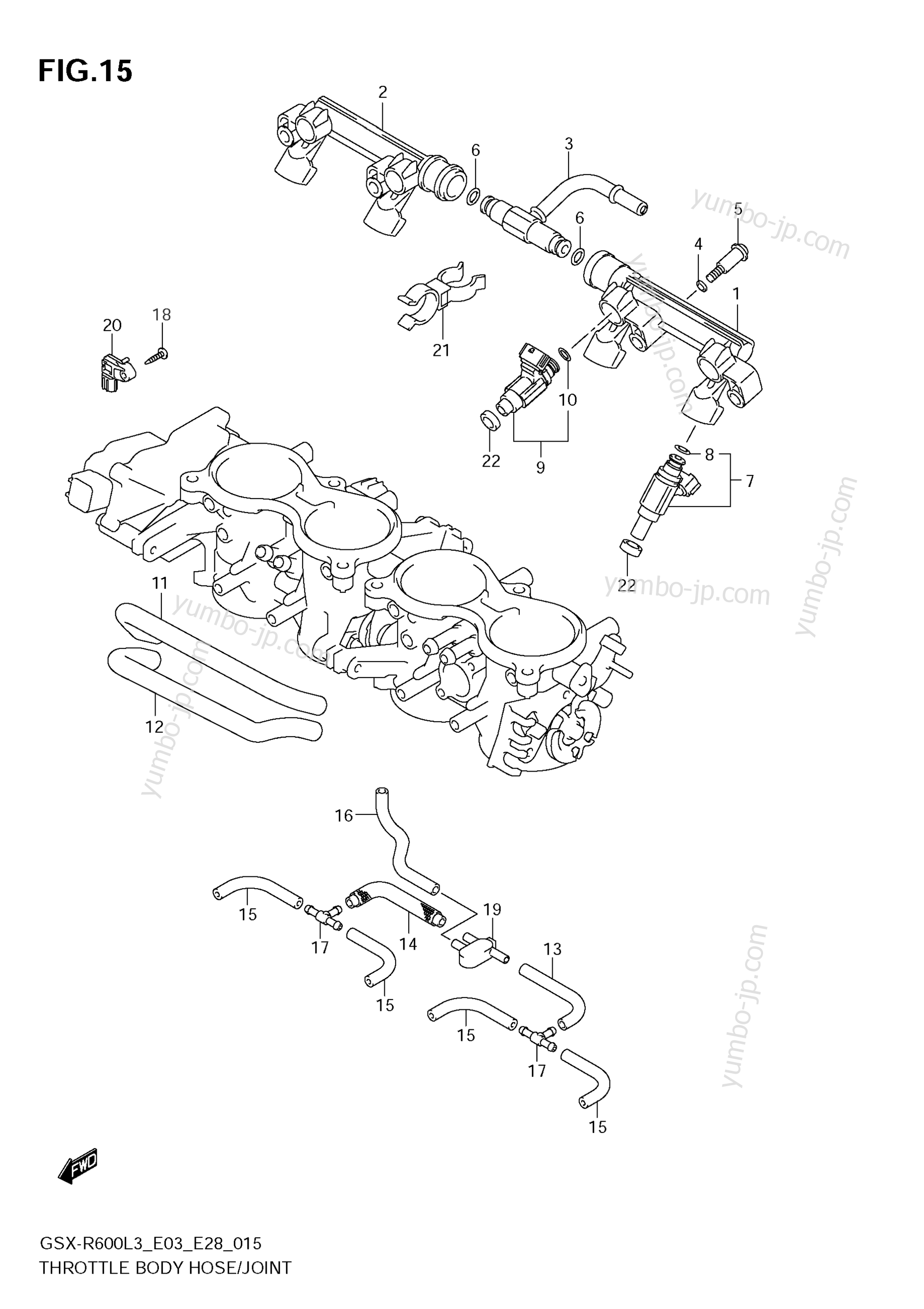 THROTTLE BODY HOSE/JOINT (GSX-R600L3 E28) для мотоциклов SUZUKI GSX-R600 2013 г.