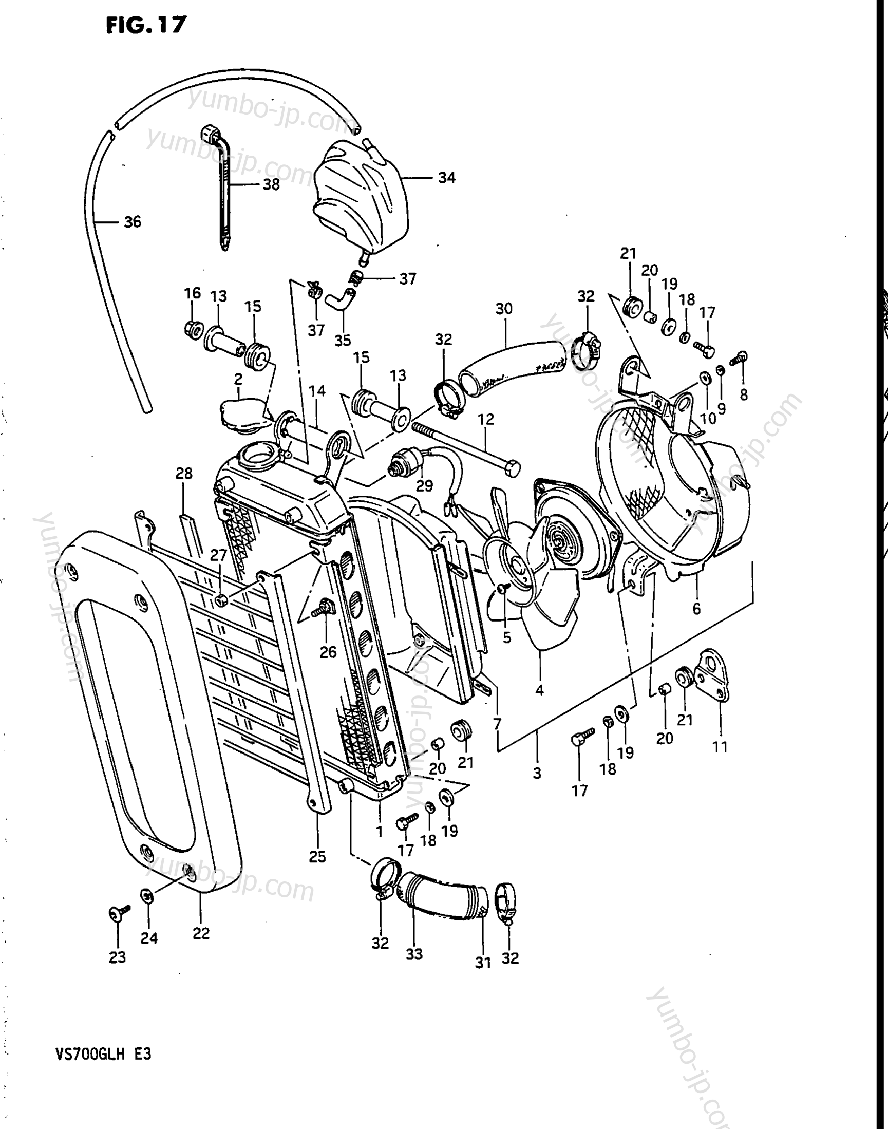 RADIATOR для мотоциклов SUZUKI Intruder (VS700GLF) 1986 г.