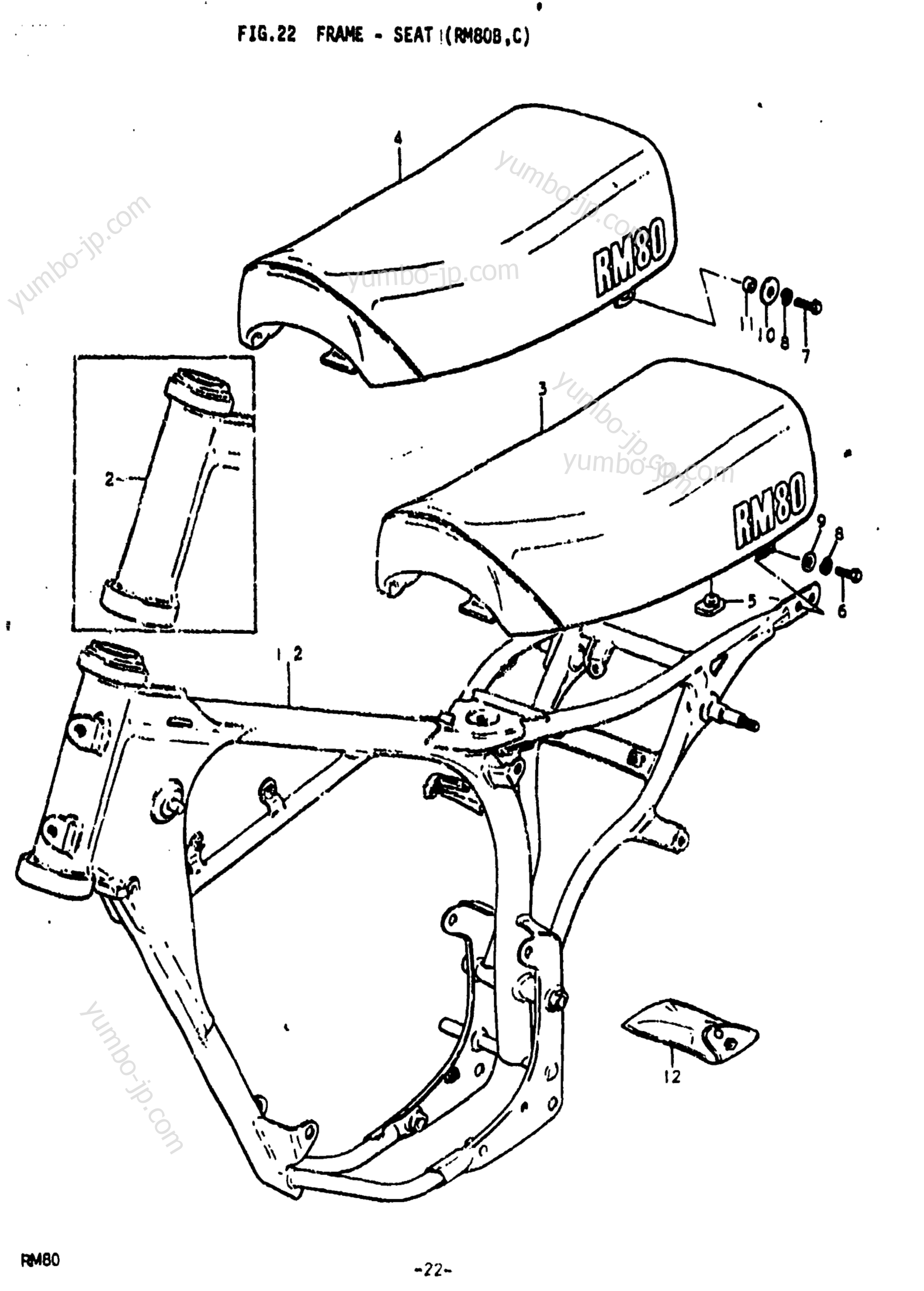 FRAME - SEAT (RM80B для мотоциклов SUZUKI RM80 1977 г.