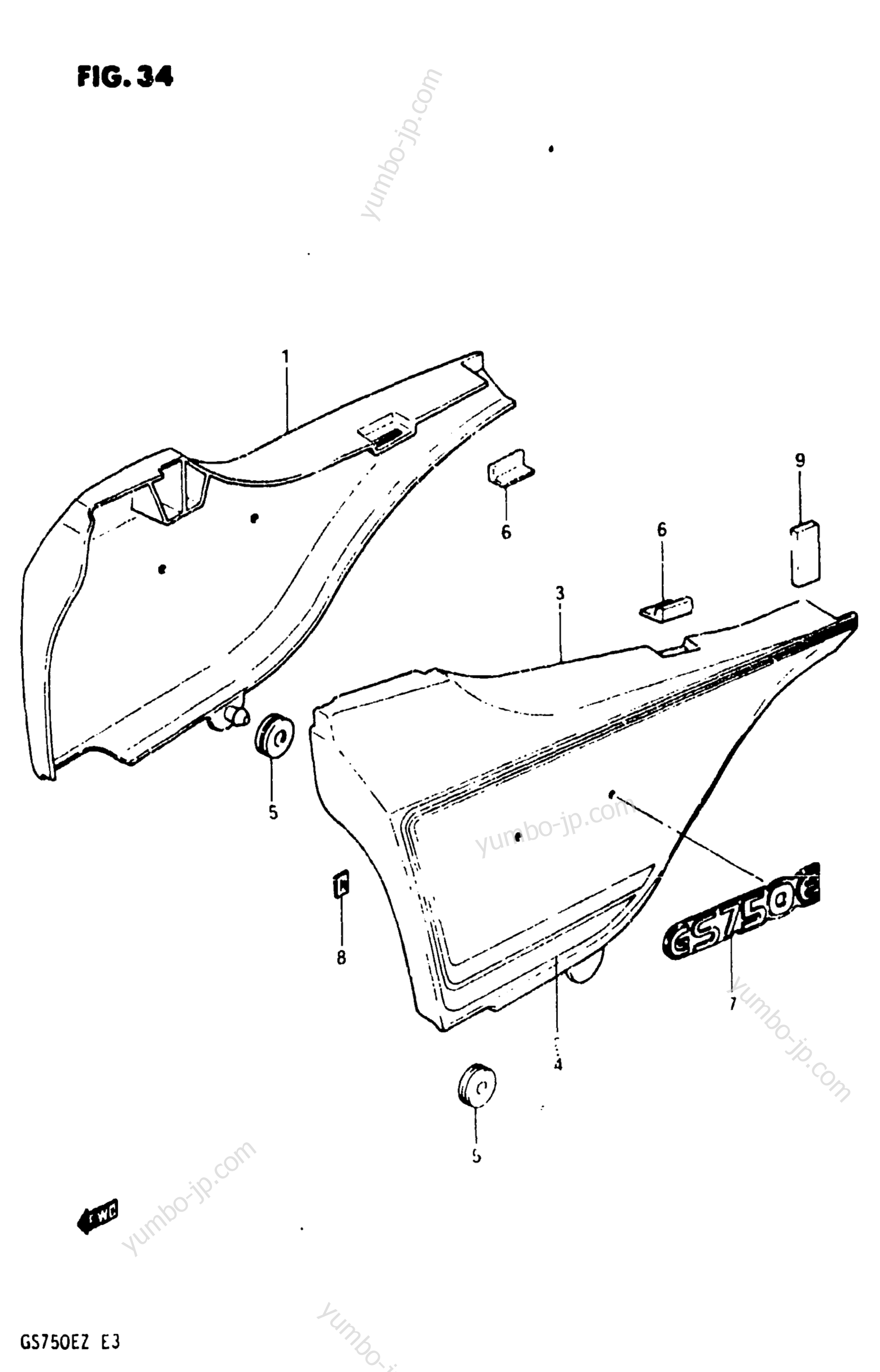 FRAME COVER for motorcycles SUZUKI GS750E 1982 year