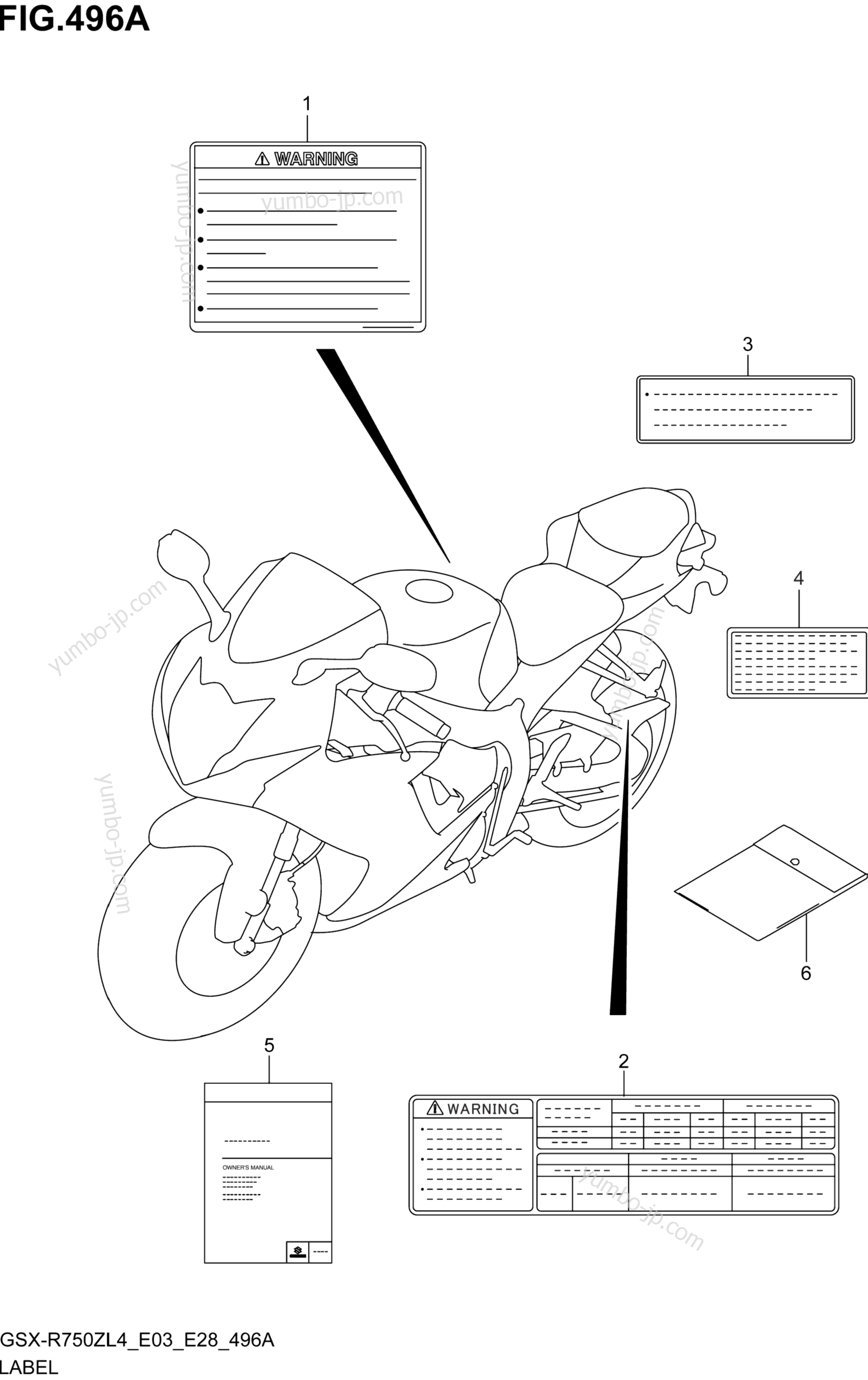 LABEL (GSX-R750ZL4 E03) for motorcycles SUZUKI GSX-R750Z 2014 year