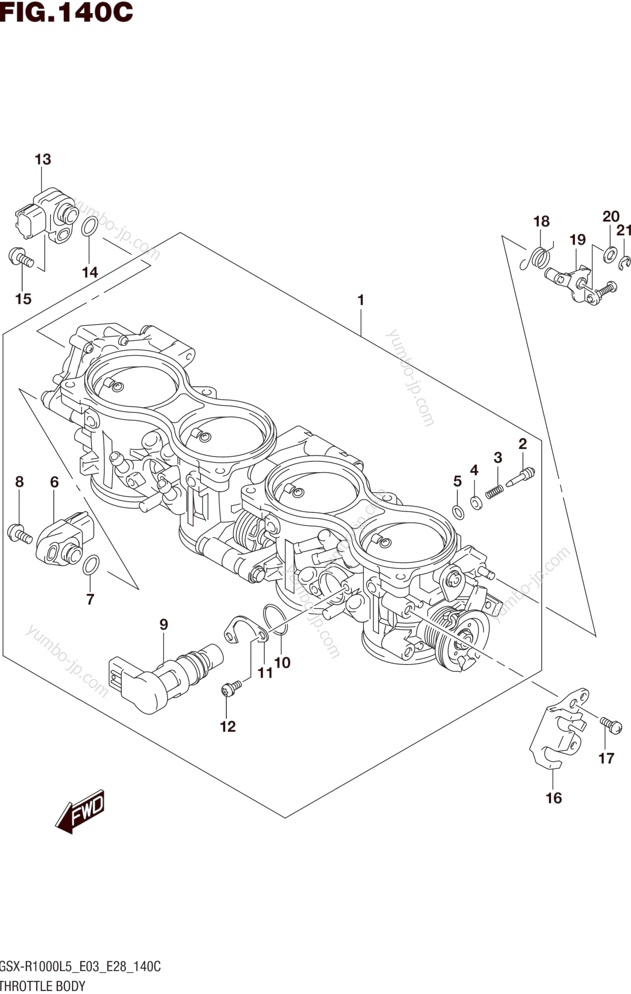 THROTTLE BODY (GSX-R1000L5 E33) for motorcycles SUZUKI GSX-R1000 2015 year