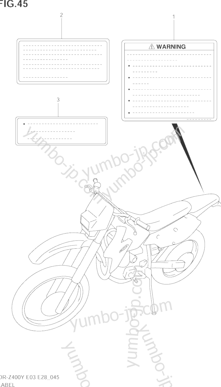 LABEL (MODEL Y/K1/K2/K3) for motorcycles SUZUKI DR-Z400E 2003 year