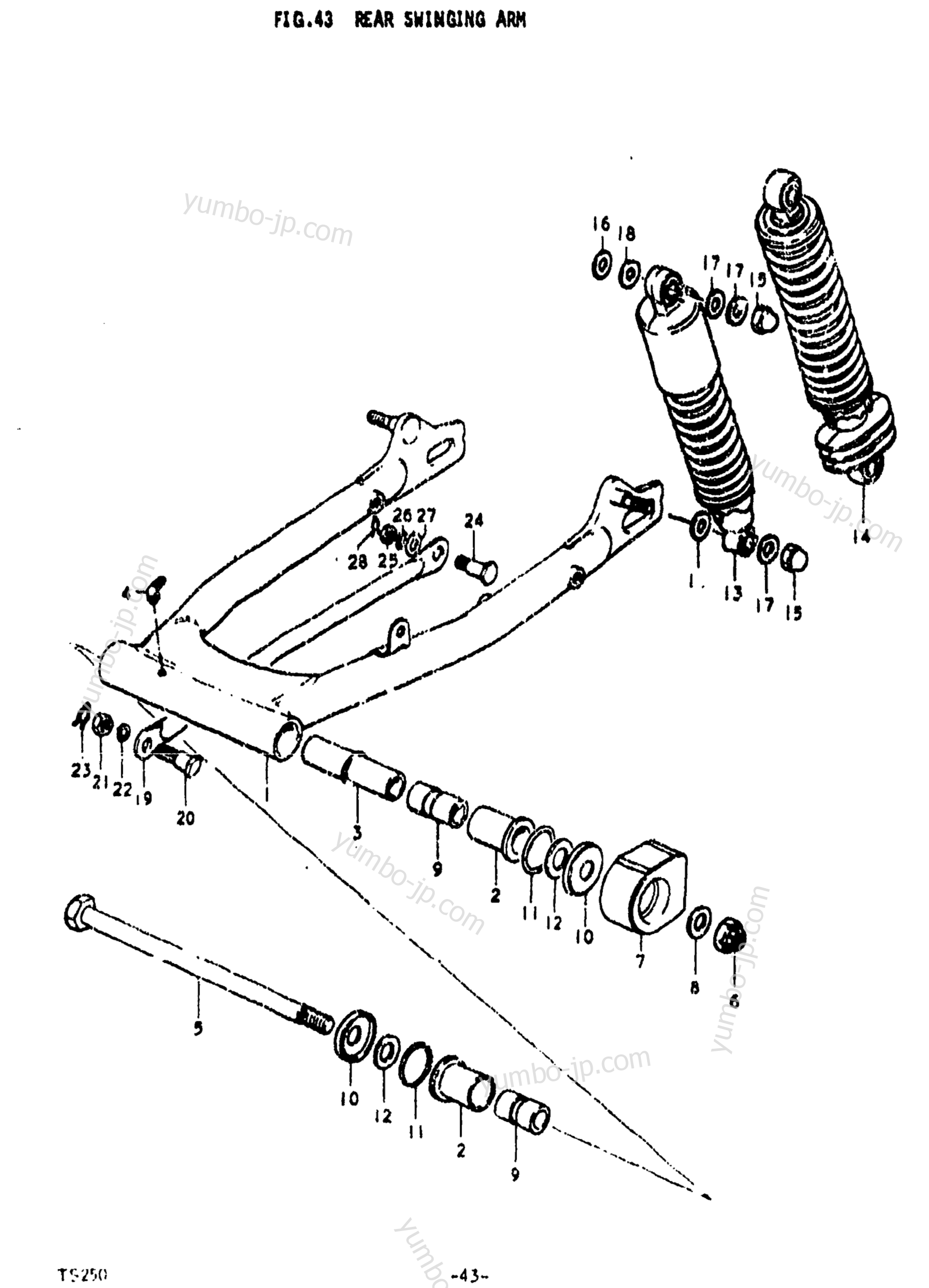 REAR SWINGING ARM для мотоциклов SUZUKI TS250 1976 г.