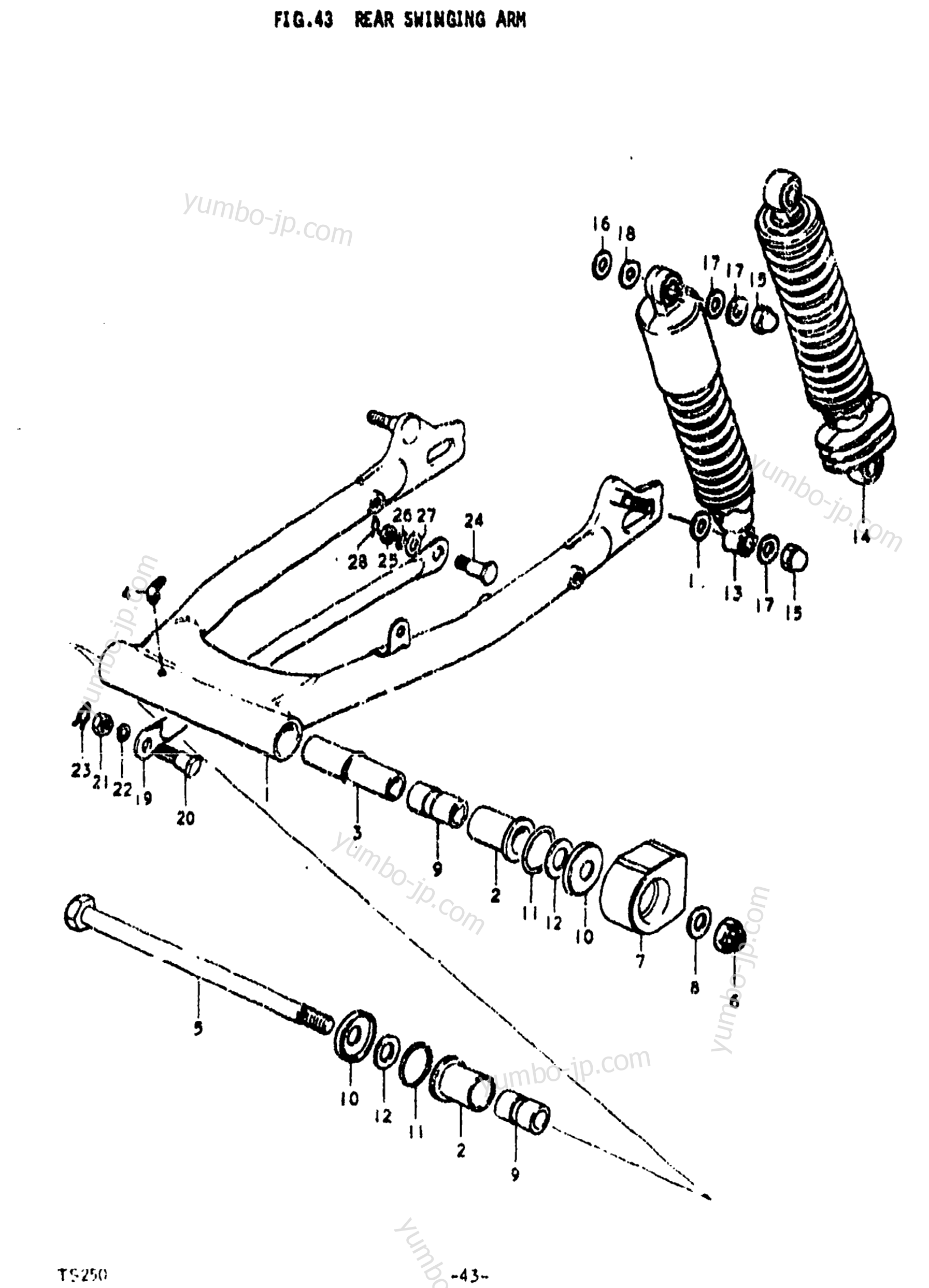 REAR SWINGING ARM for motorcycles SUZUKI TS250 1974 year