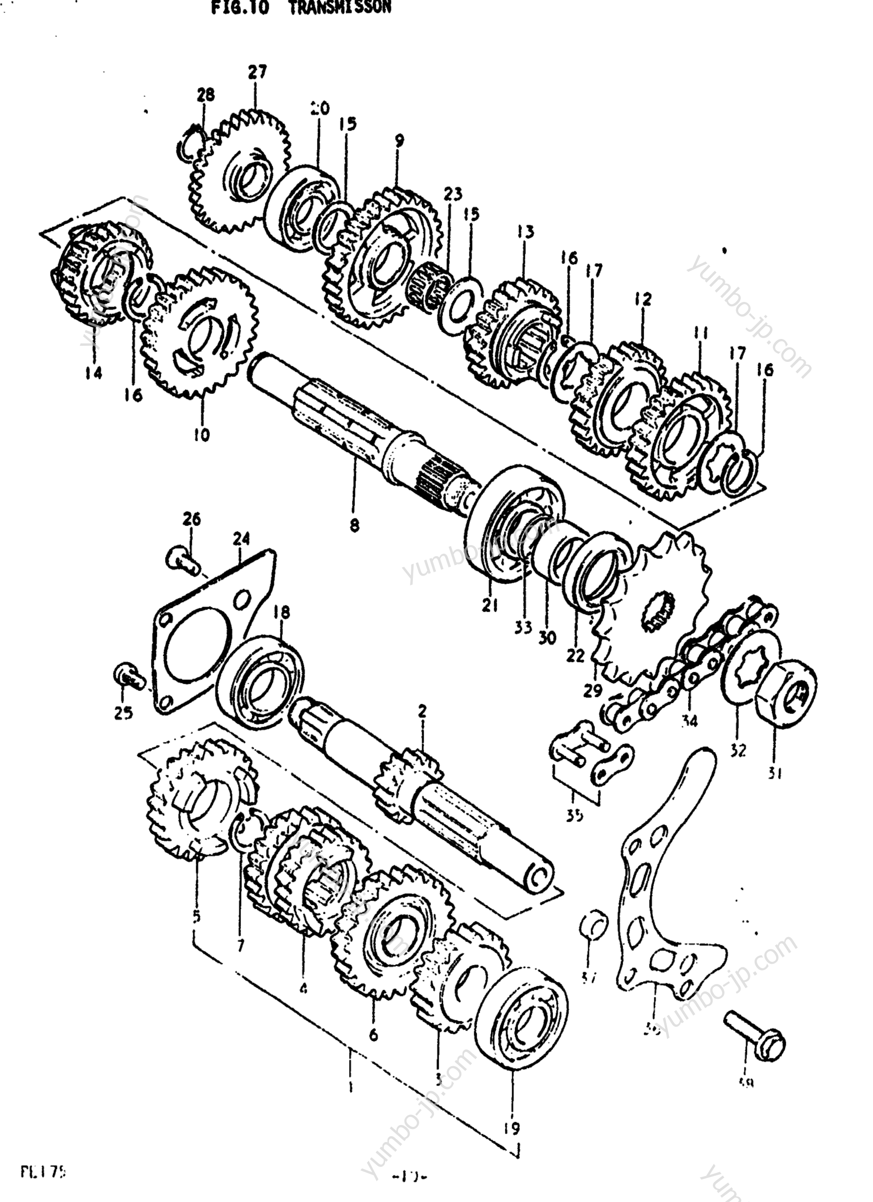 TRANSMISSION for motorcycles SUZUKI PE175 1979 year