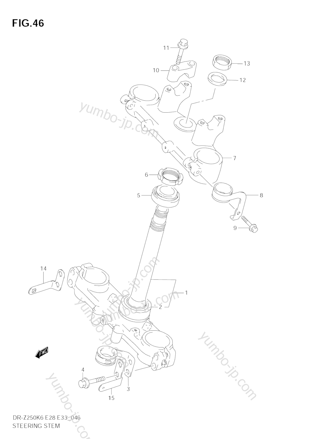 STEERING STEM (E28) for motorcycles SUZUKI DR-Z250 2006 year