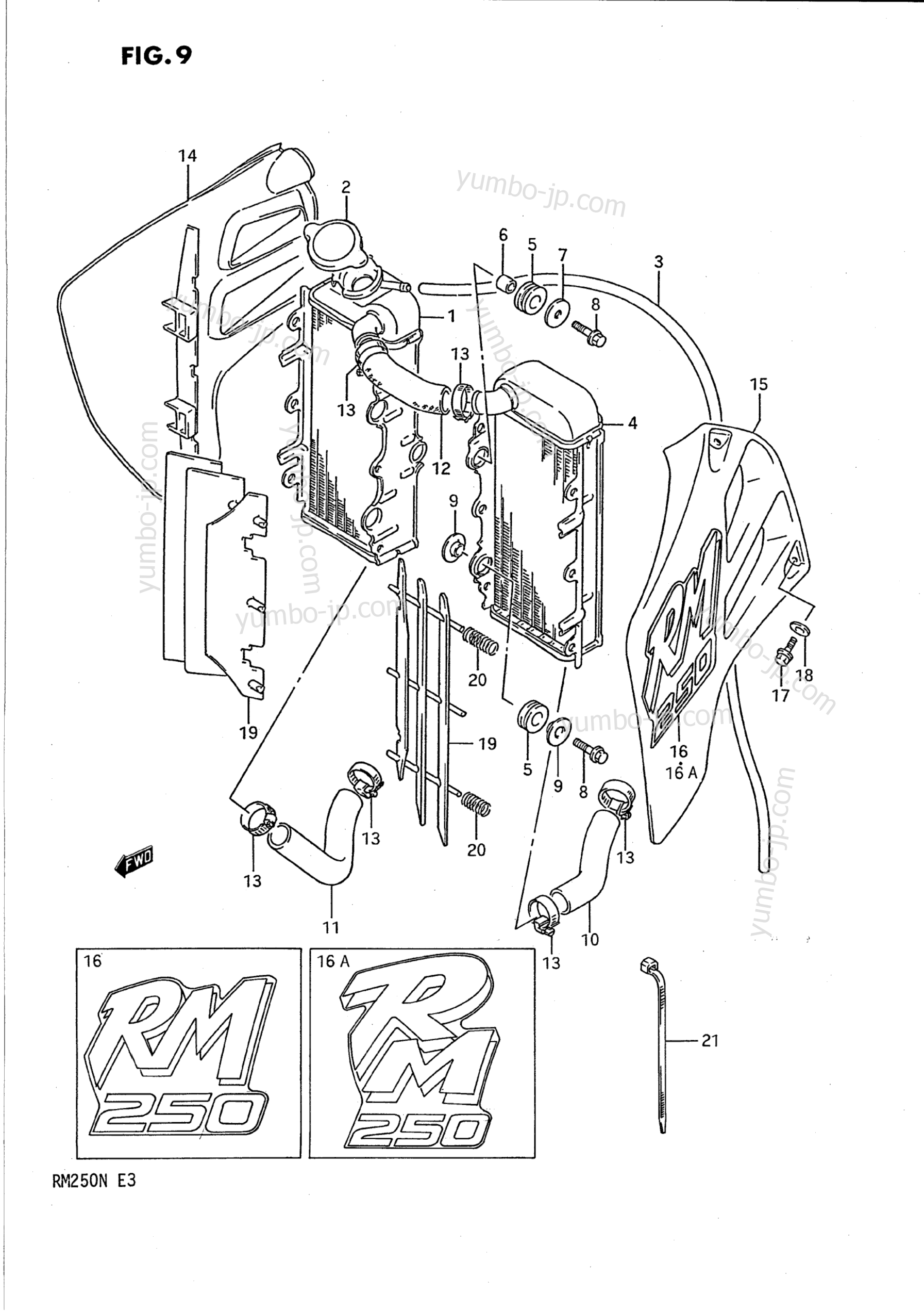 RADIATOR (MODEL K/L) for motorcycles SUZUKI RM250 1992 year