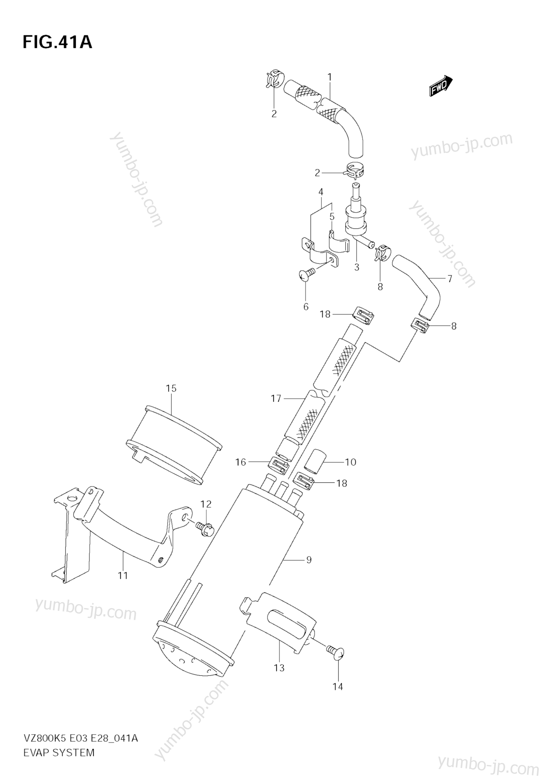 EVAP SYSTEM (MODEL K9) for motorcycles SUZUKI Boulevard M50 (VZ800Z) 2008 year