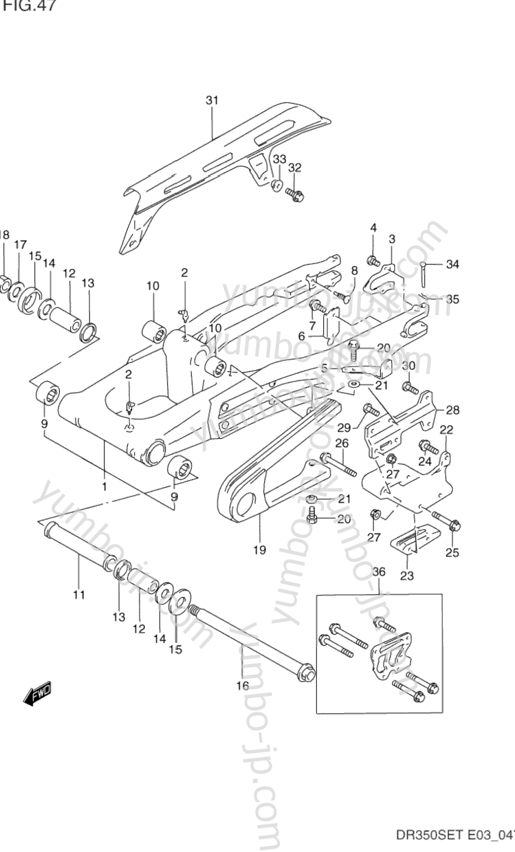 REAR SWINGING ARM (MODEL L/M/N/P) для мотоциклов SUZUKI DR350SE 1996 г.