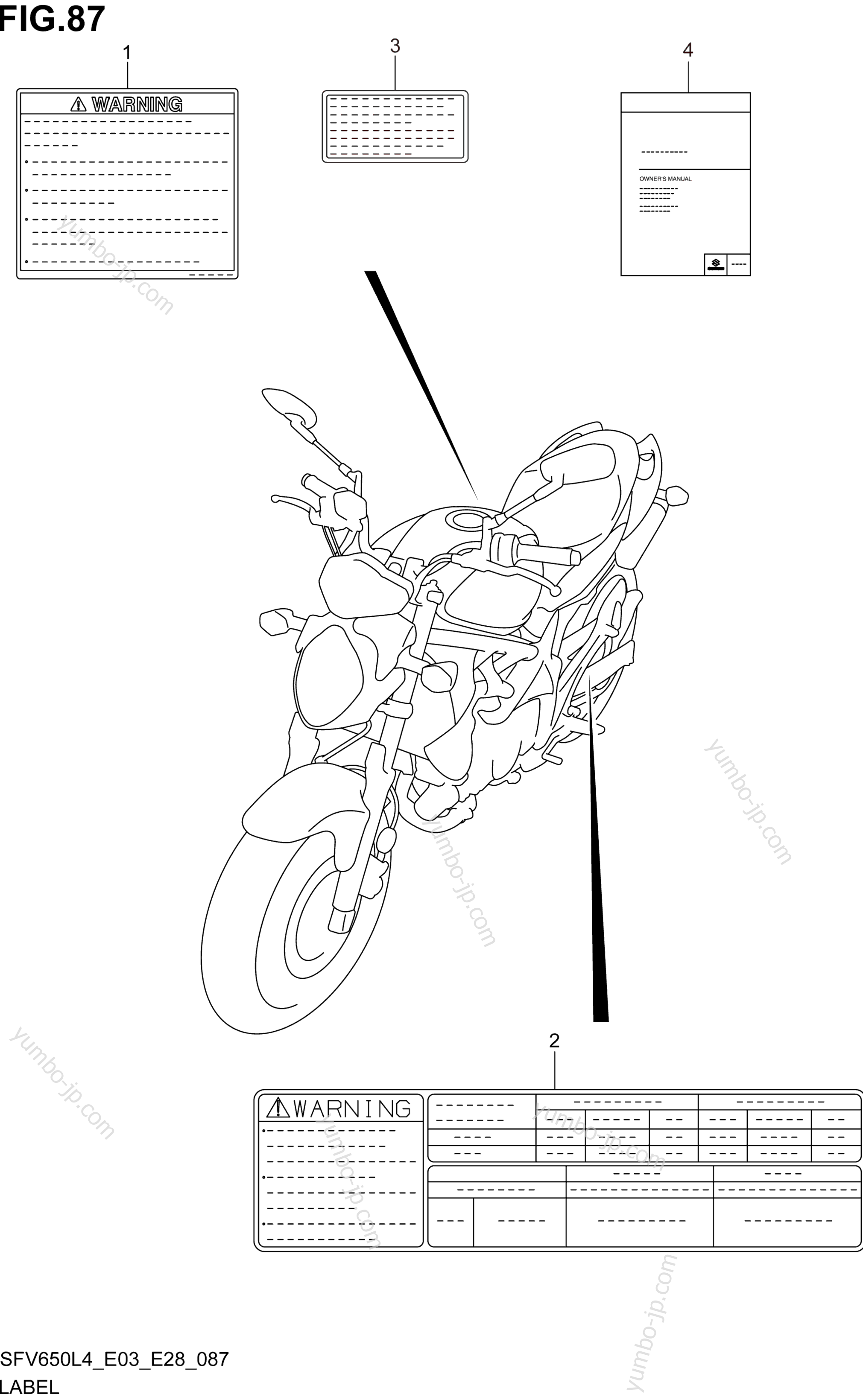 LABEL (SFV650L4 E33) for motorcycles SUZUKI SFV650 2014 year