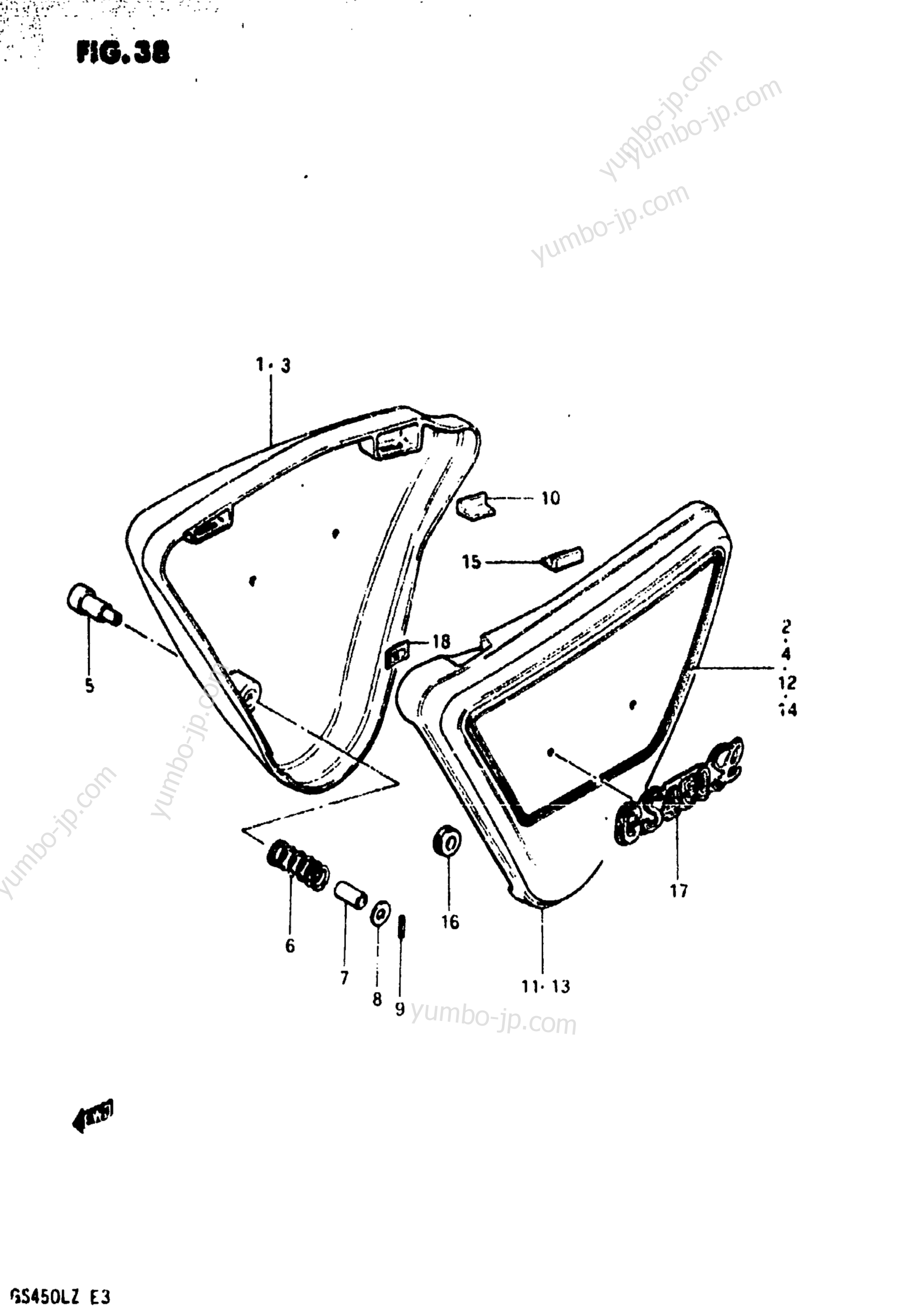 FRAME COVER (MODEL X) for motorcycles SUZUKI GS450L 1981 year