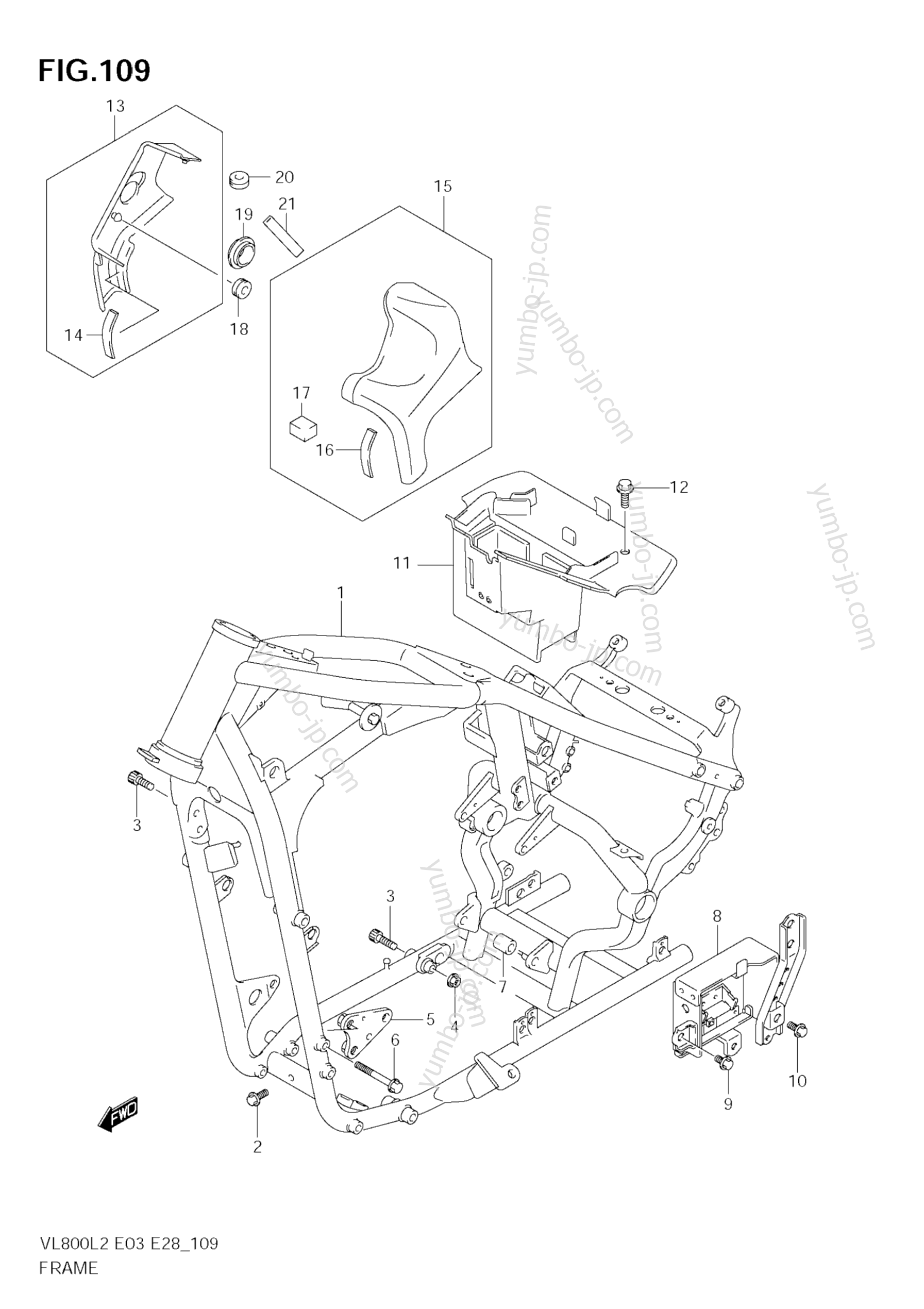 FRAME (VL800  E33) for motorcycles SUZUKI Boulevard C50 (VL800) 2012 year