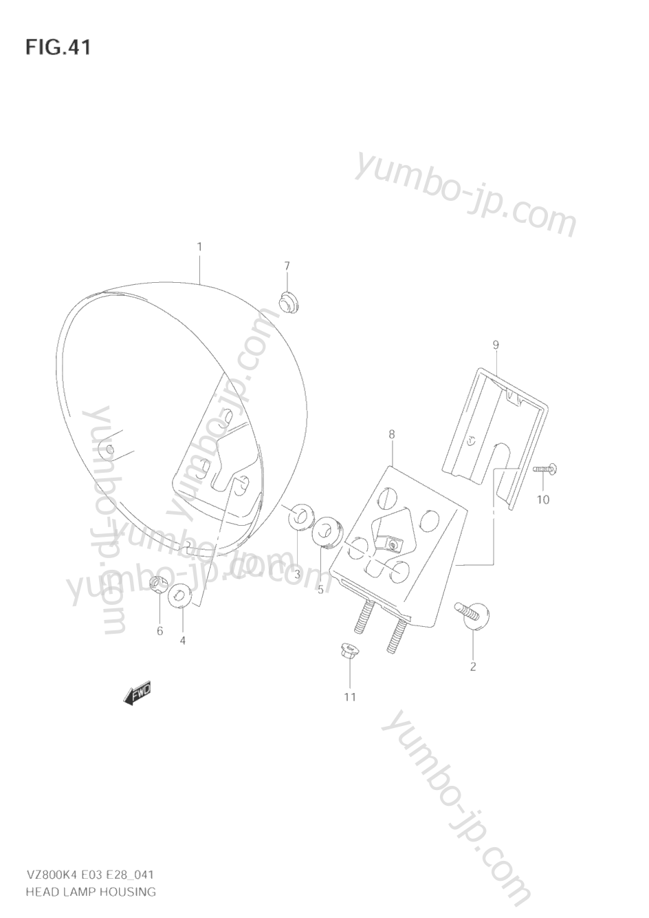 HEADLAMP HOUSING для мотоциклов SUZUKI Marauder (VZ800) 2004 г.