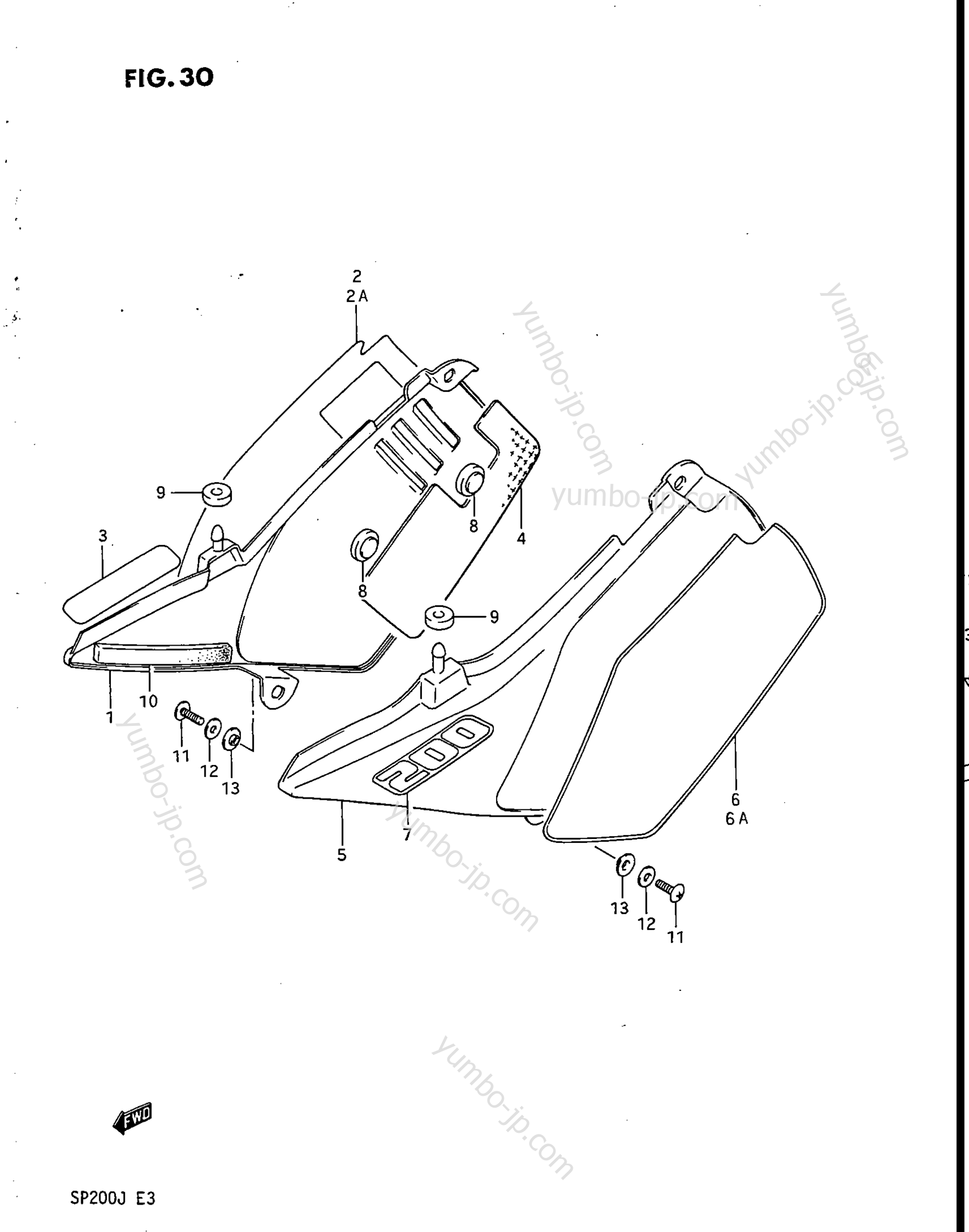 FRAME COVER для мотоциклов SUZUKI SP200 1986 г.