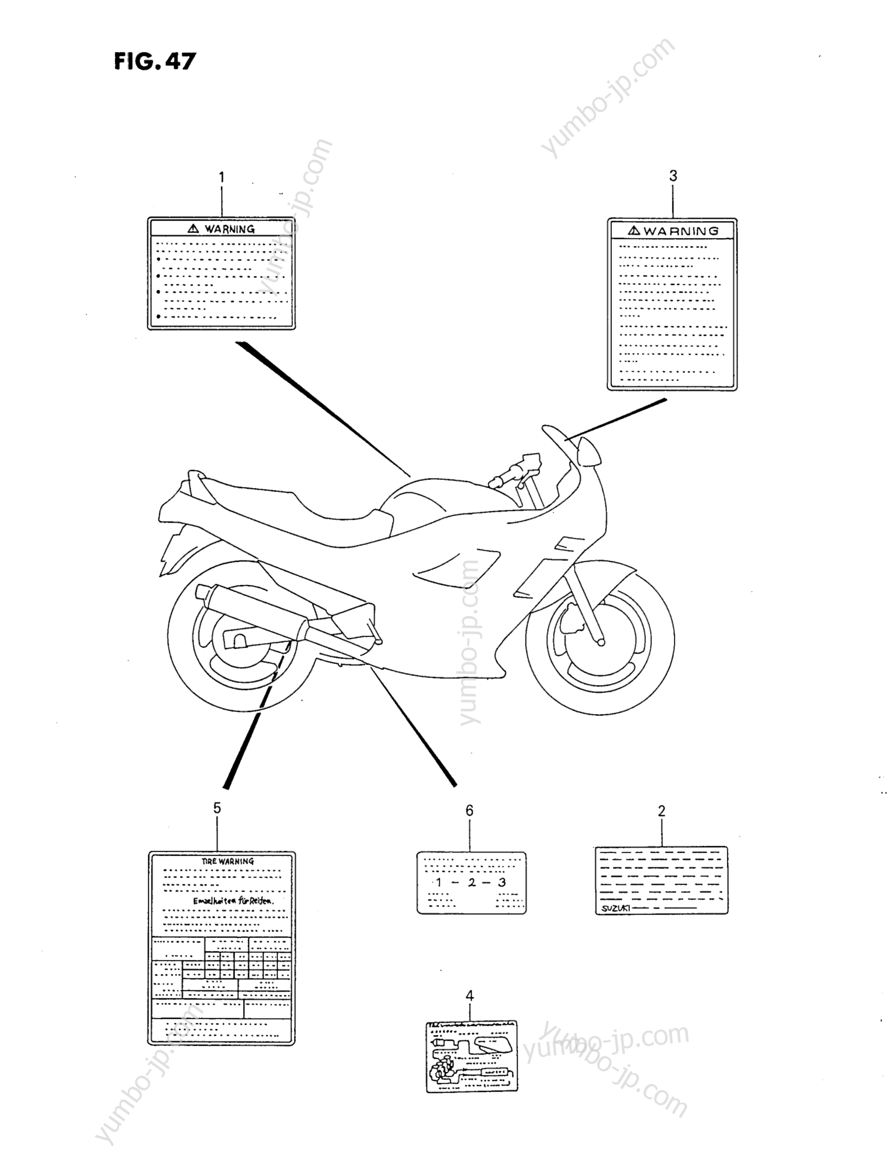 WARNING LABEL для мотоциклов SUZUKI Katana (GSX750F) 1997 г.