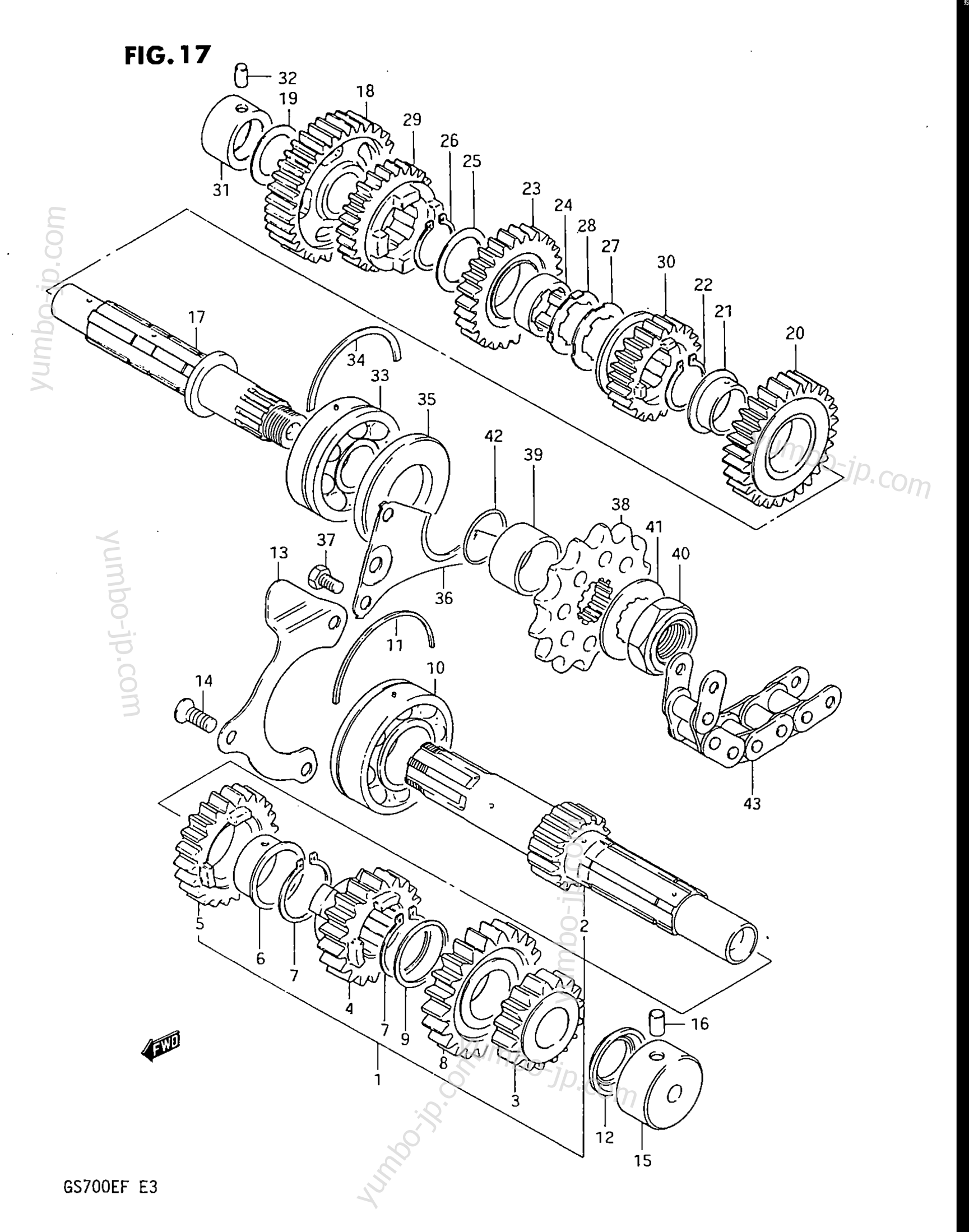 TRANSMISSION for motorcycles SUZUKI ES, (GS700E) 1985 year