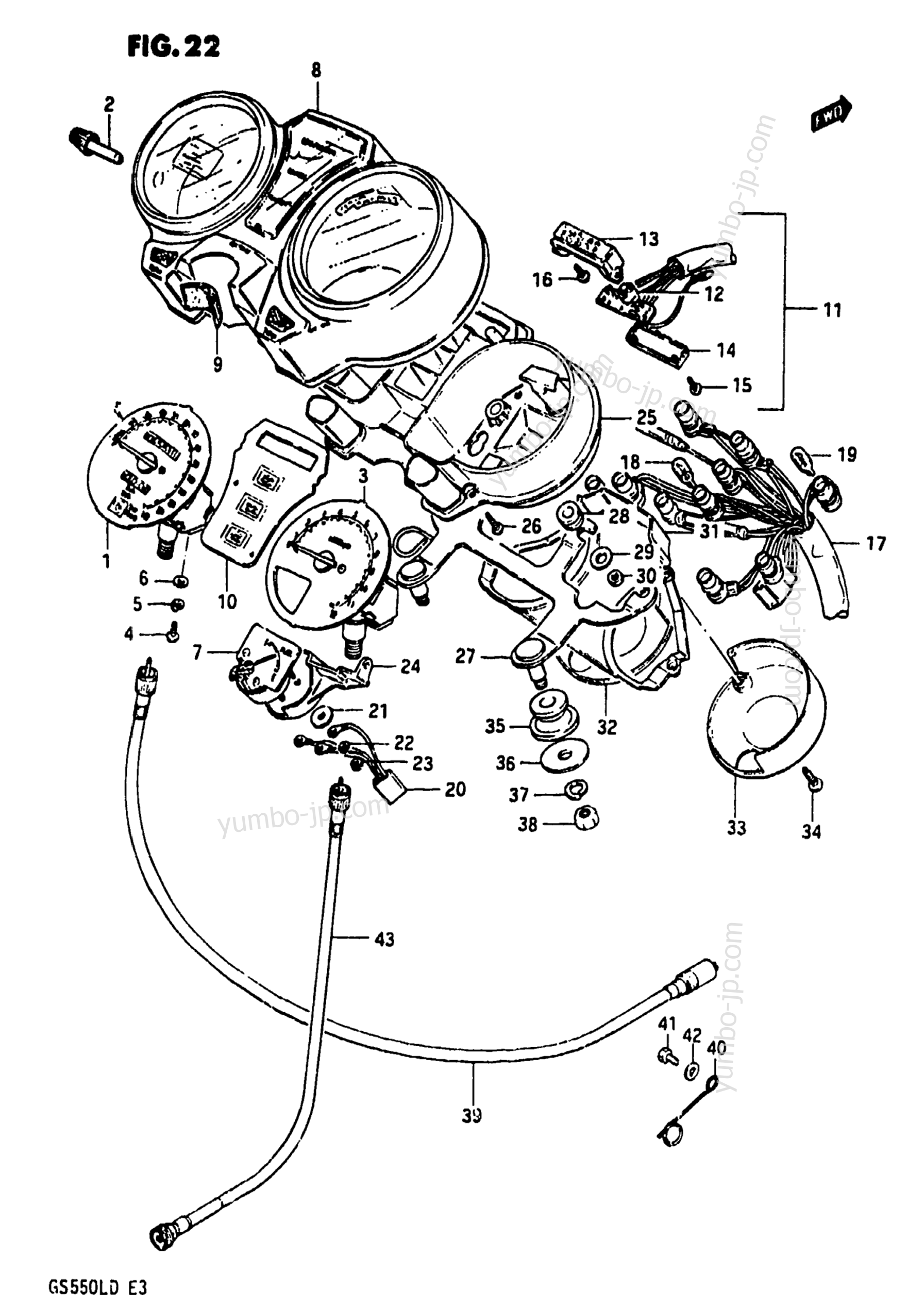 Speedometer - Tachometer for motorcycles SUZUKI GS550L 1983 year