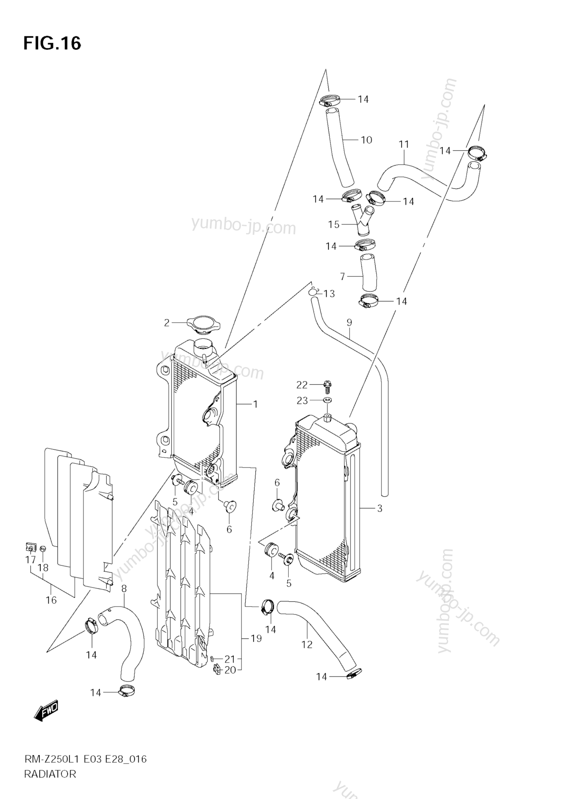 RADIATOR для мотоциклов SUZUKI RM-Z250 2011 г.