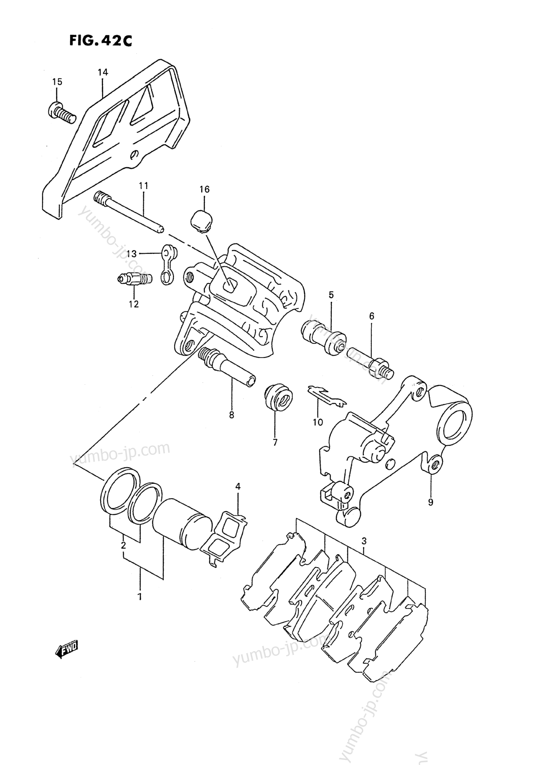 REAR CALIPER (MODEL P/R/S/T) для мотоциклов SUZUKI RMX250 1990 г.
