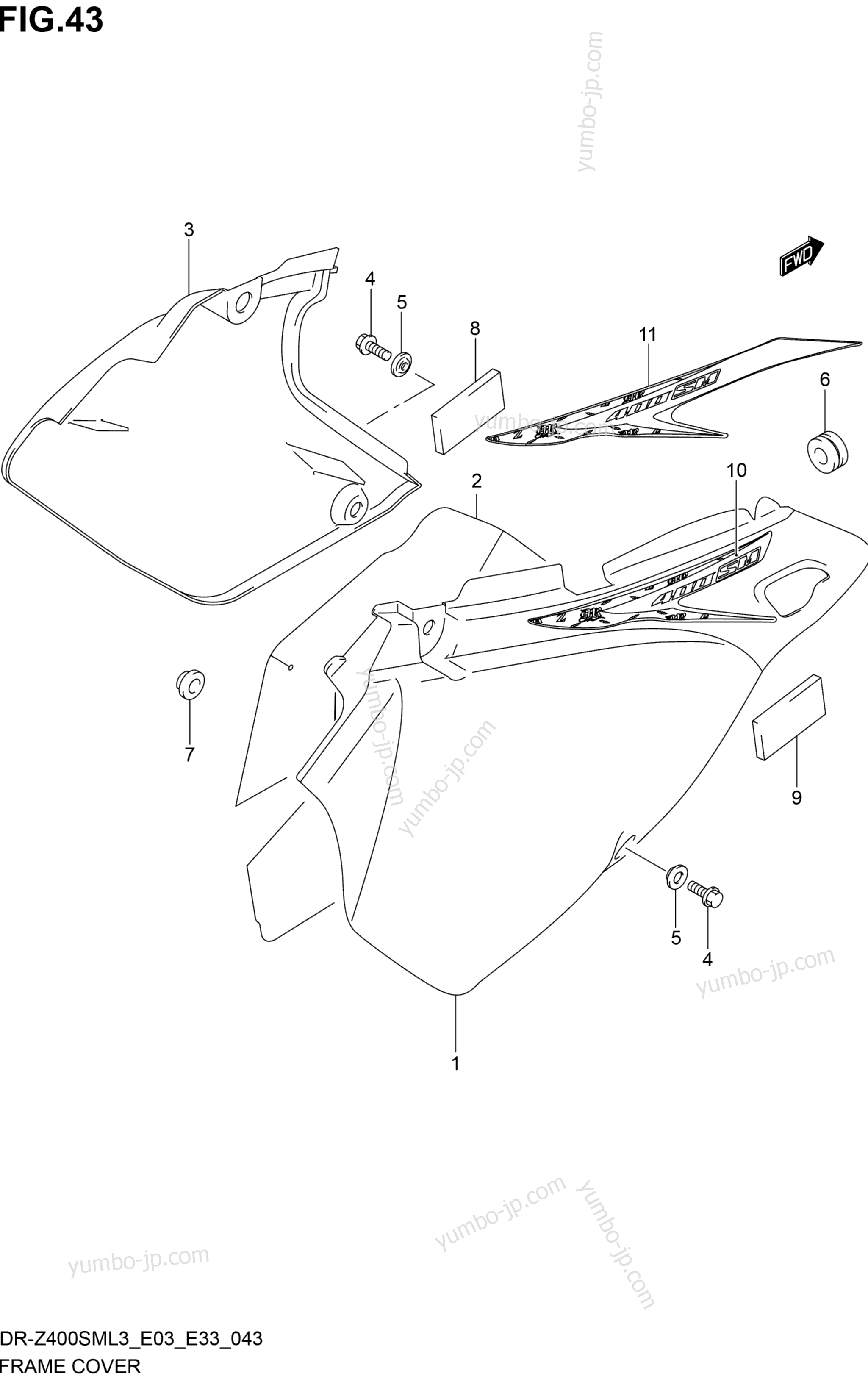 FRAME COVER (DR-Z400SML3 E33) для мотоциклов SUZUKI DR-Z400SM 2013 г.