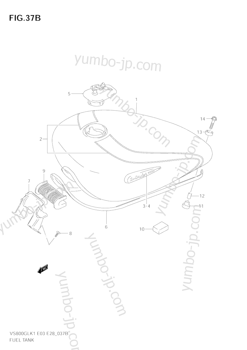 FUEL TANK (MODEL K3) for motorcycles SUZUKI Intruder (VS800GL) 2003 year