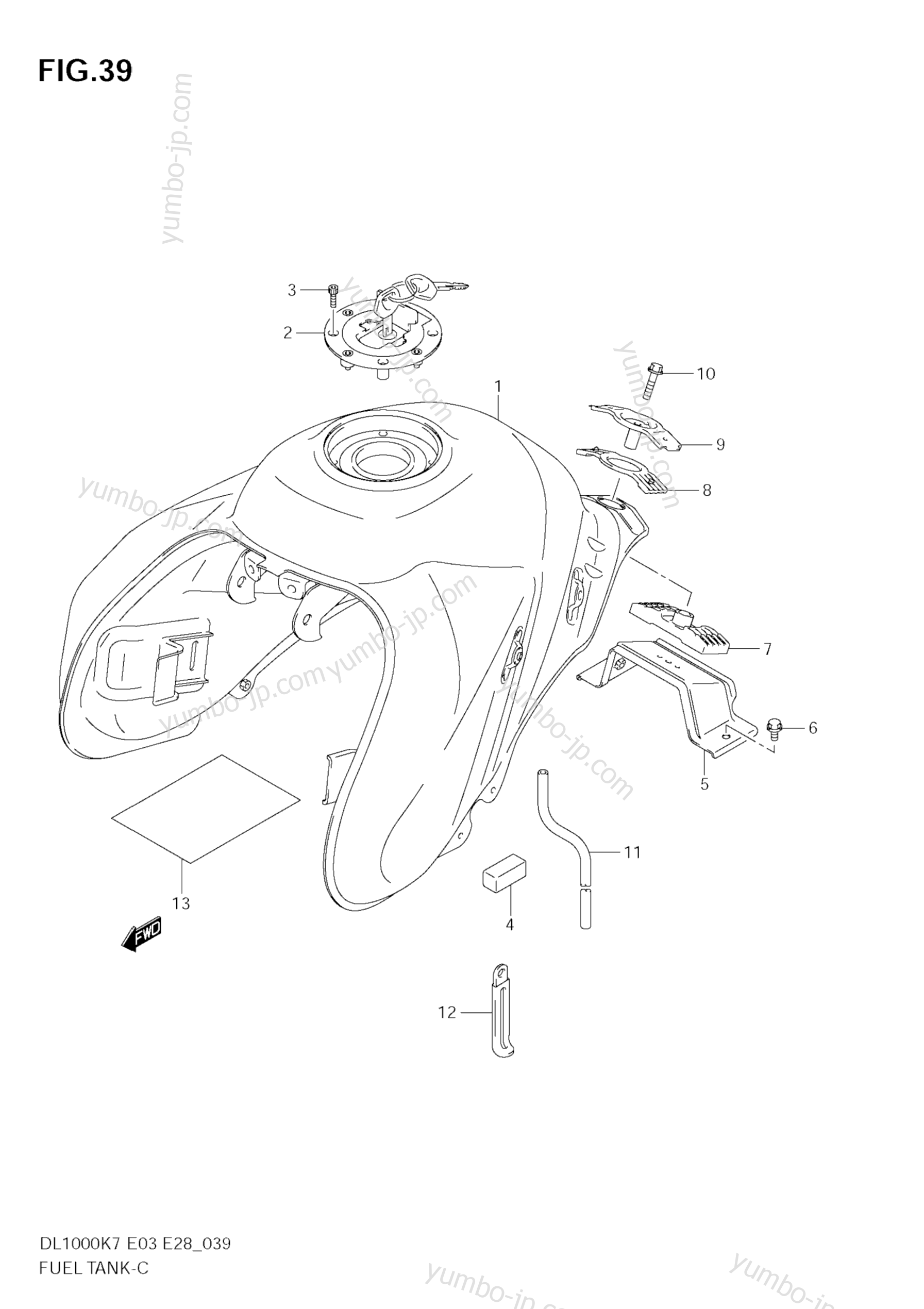 FUEL TANK (MODEL K7/K8) для мотоциклов SUZUKI V-Strom (DL1000) 2007 г.