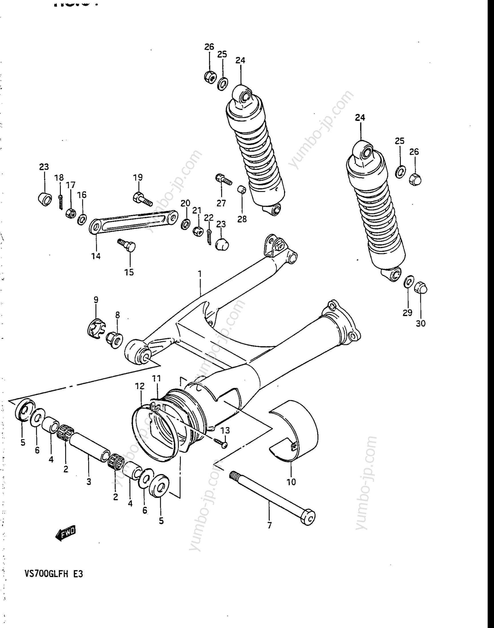 REAR SWINGING ARM (VS700GLFG/GLPG ~F.NO.115898) for motorcycles SUZUKI Intruder (VS700GLEP) 1987 year
