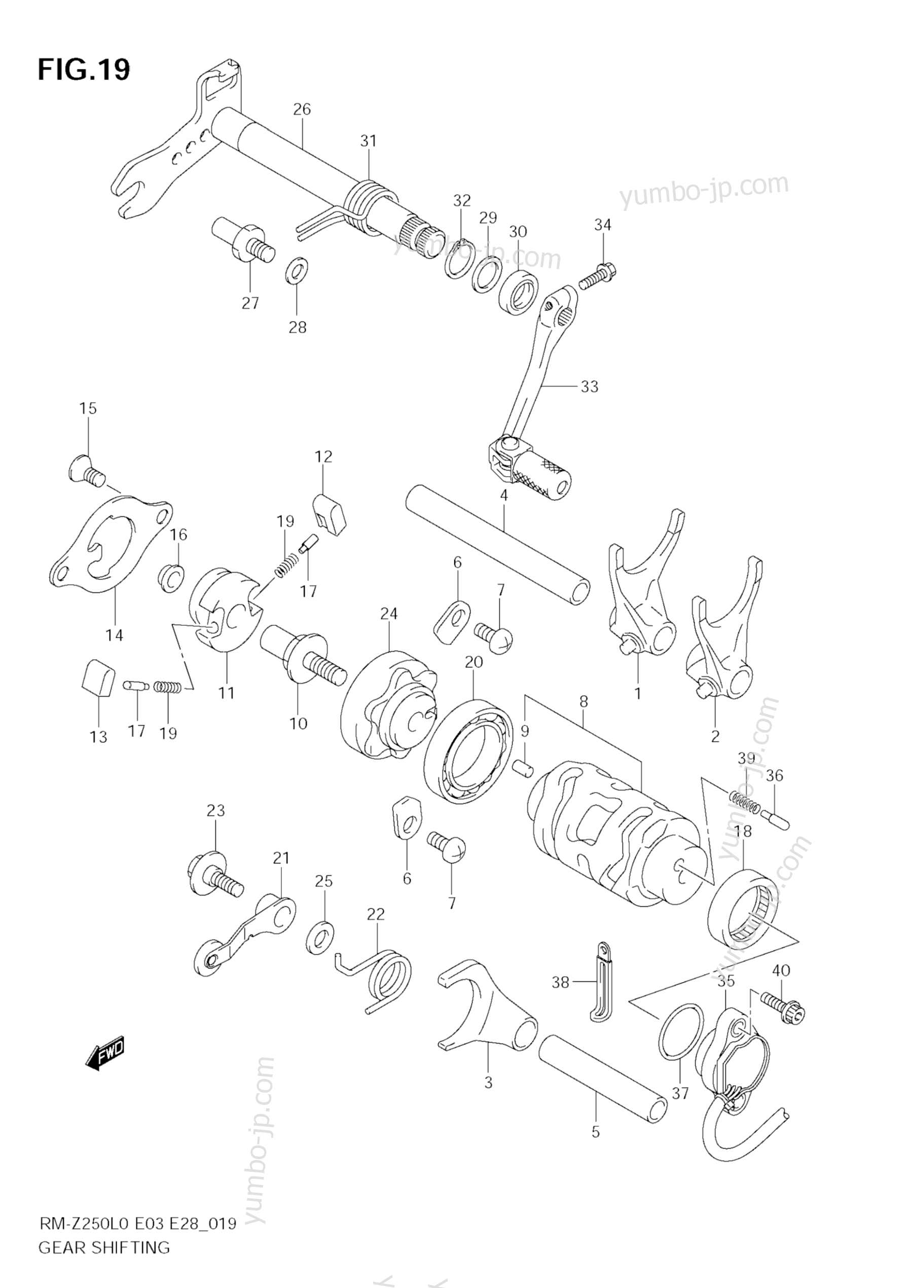 GEAR SHIFTING for motorcycles SUZUKI RM-Z250 2010 year