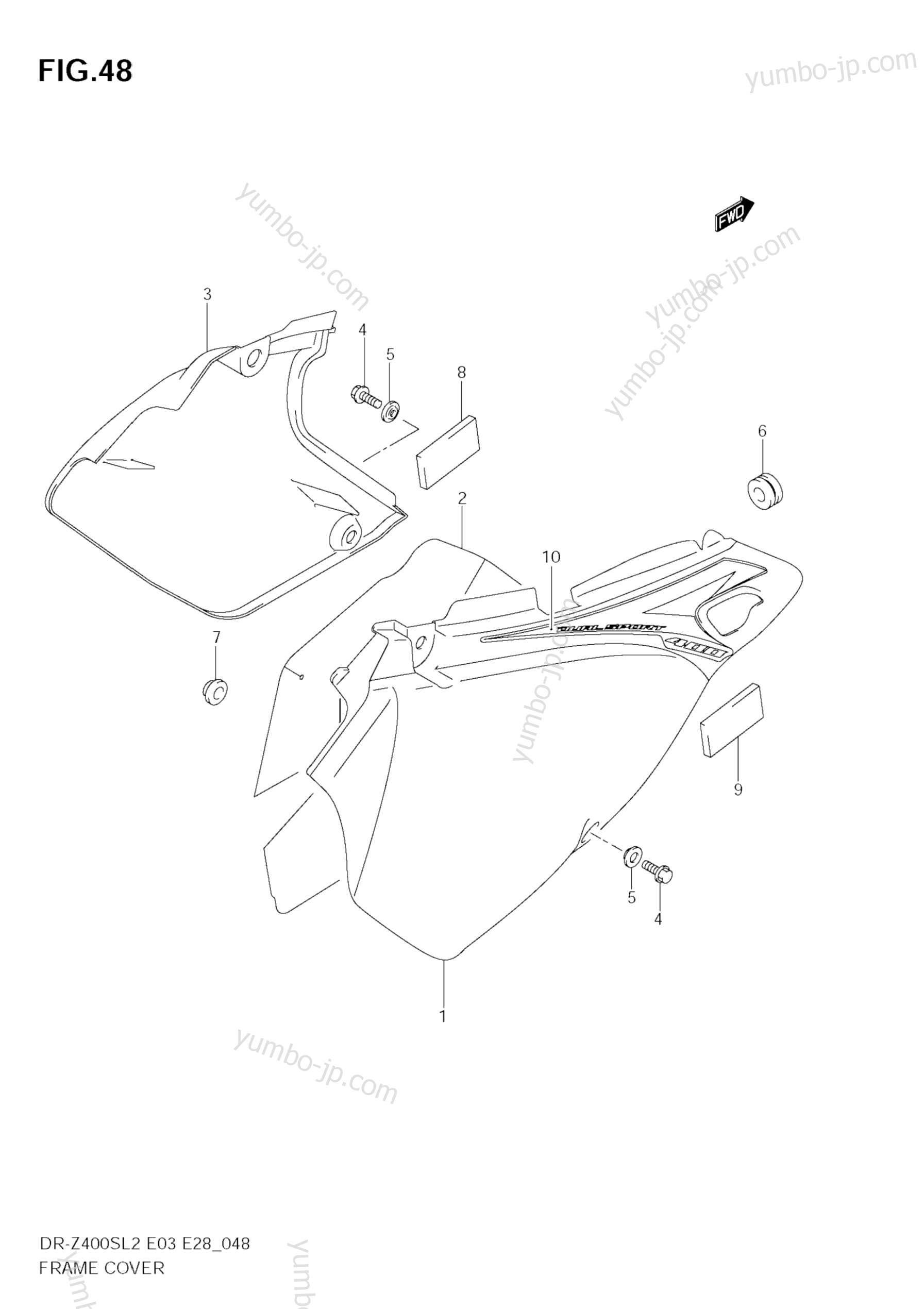 FRAME COVER (E28) для мотоциклов SUZUKI DR-Z400S 2012 г.