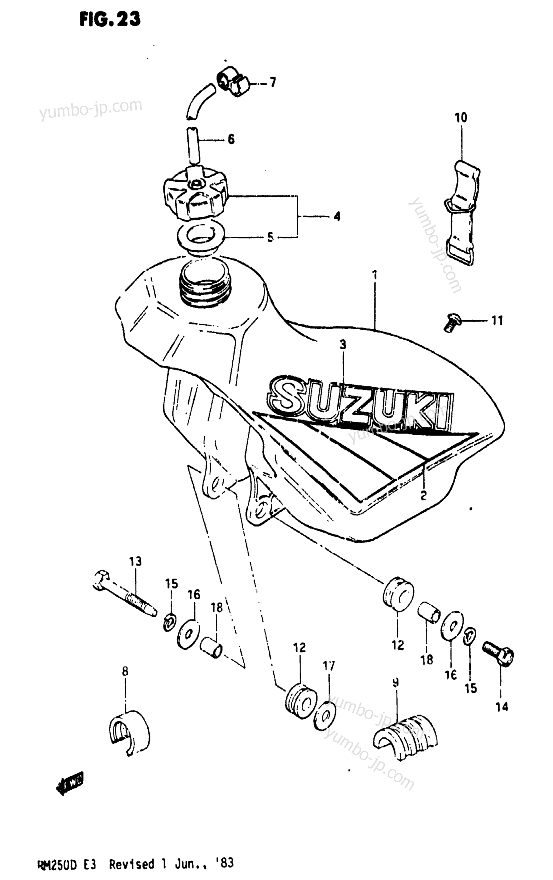 FUEL TANK (MODEL D) для мотоциклов SUZUKI RM250 1982 г.