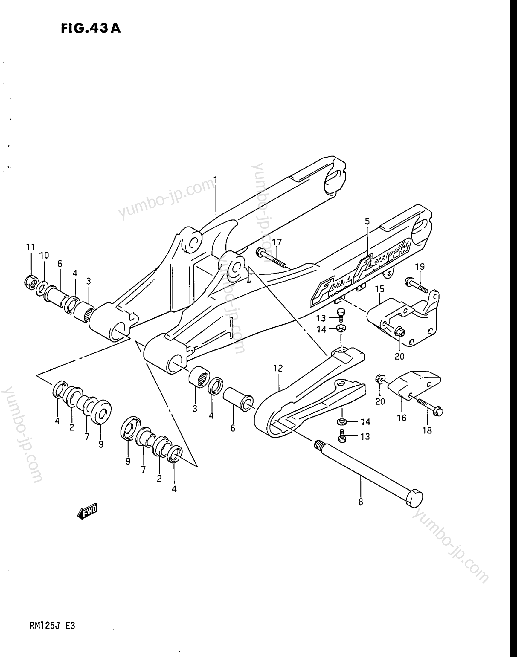 REAR SWINGING ARM (MODEL J) для мотоциклов SUZUKI RM125 1988 г.