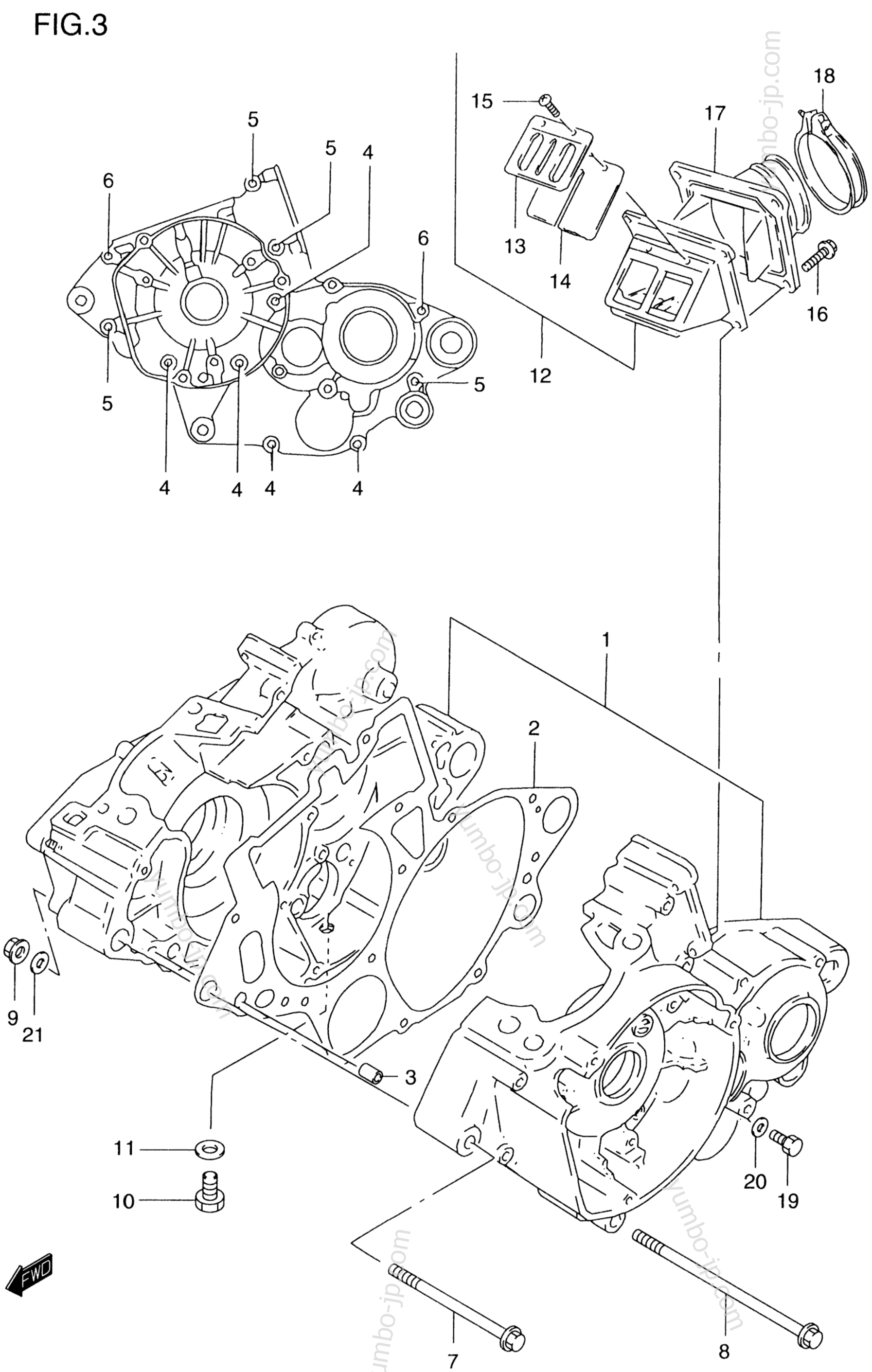 CRANKCASE (MODEL T/V) для мотоциклов SUZUKI RM125 2000 г.
