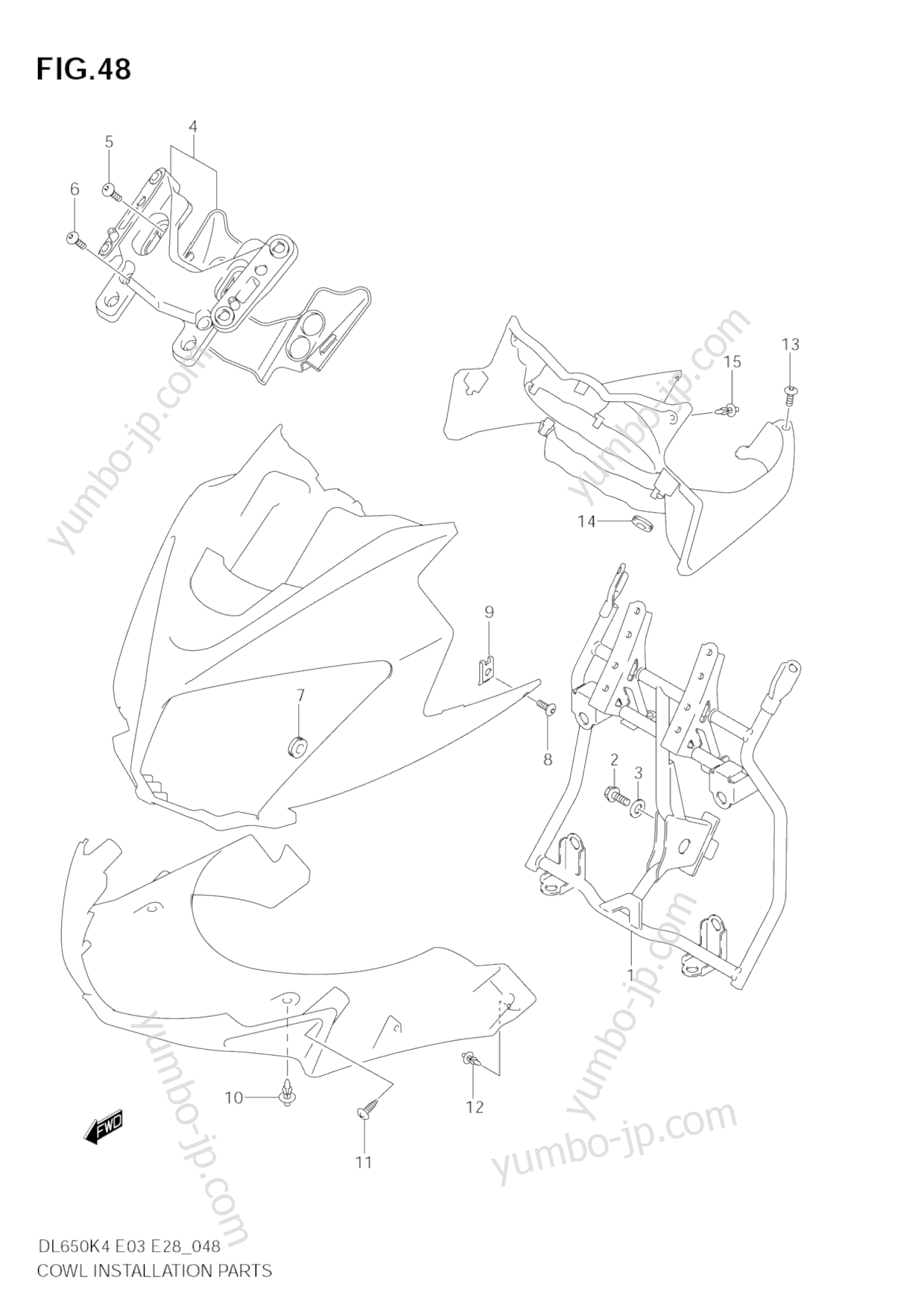 COWL BODY INSTALLATION PARTS для мотоциклов SUZUKI V-Strom (DL650) 2004 г.