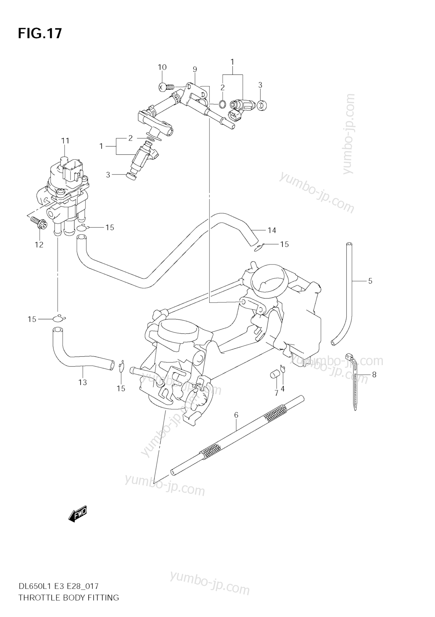THROTTLE BODY FITTING (DL650 L1 E3) for motorcycles SUZUKI V-Strom (DL650A) 2011 year