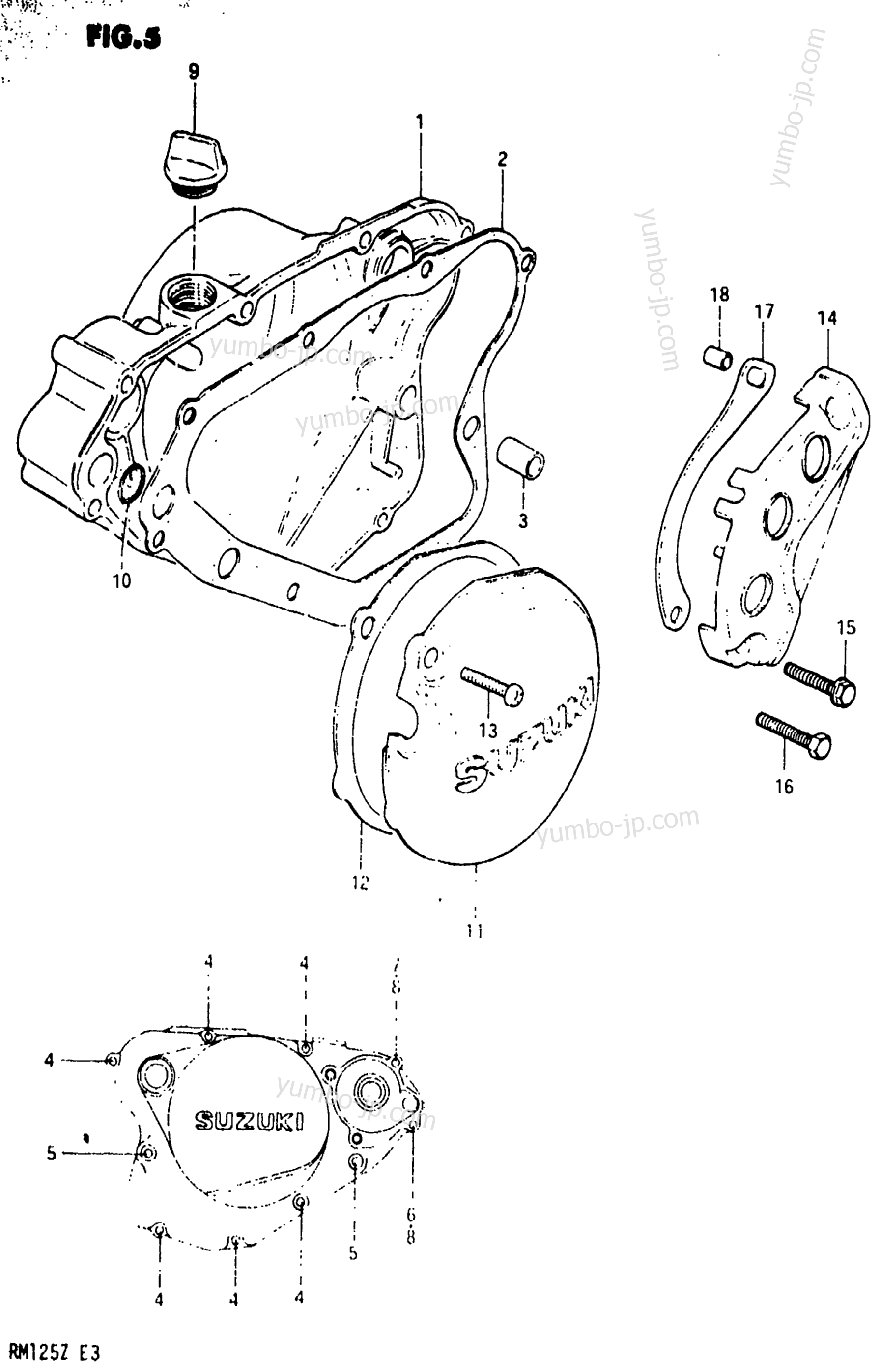 CRANKCASE COVER for motorcycles SUZUKI RM125 1982 year